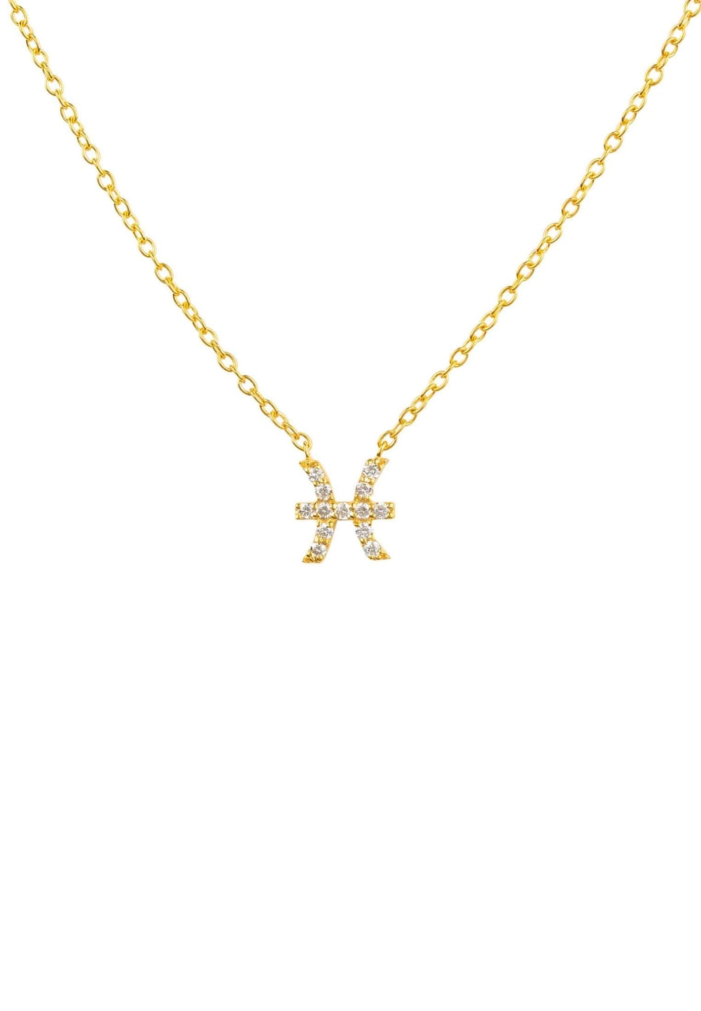 Diamond Zodiac Necklace Gold Pisces - LATELITA Necklaces