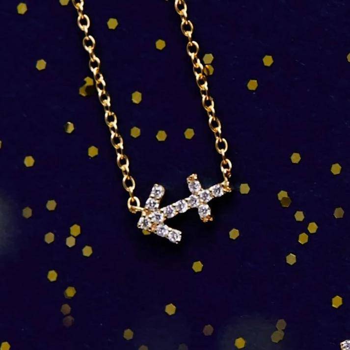 Diamond Zodiac Necklace Gold Sagittarius - LATELITA Necklaces