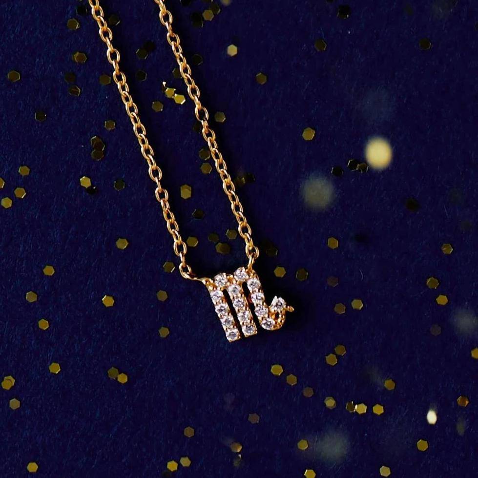 Diamond Zodiac Necklace Gold Scorpio - LATELITA Necklaces