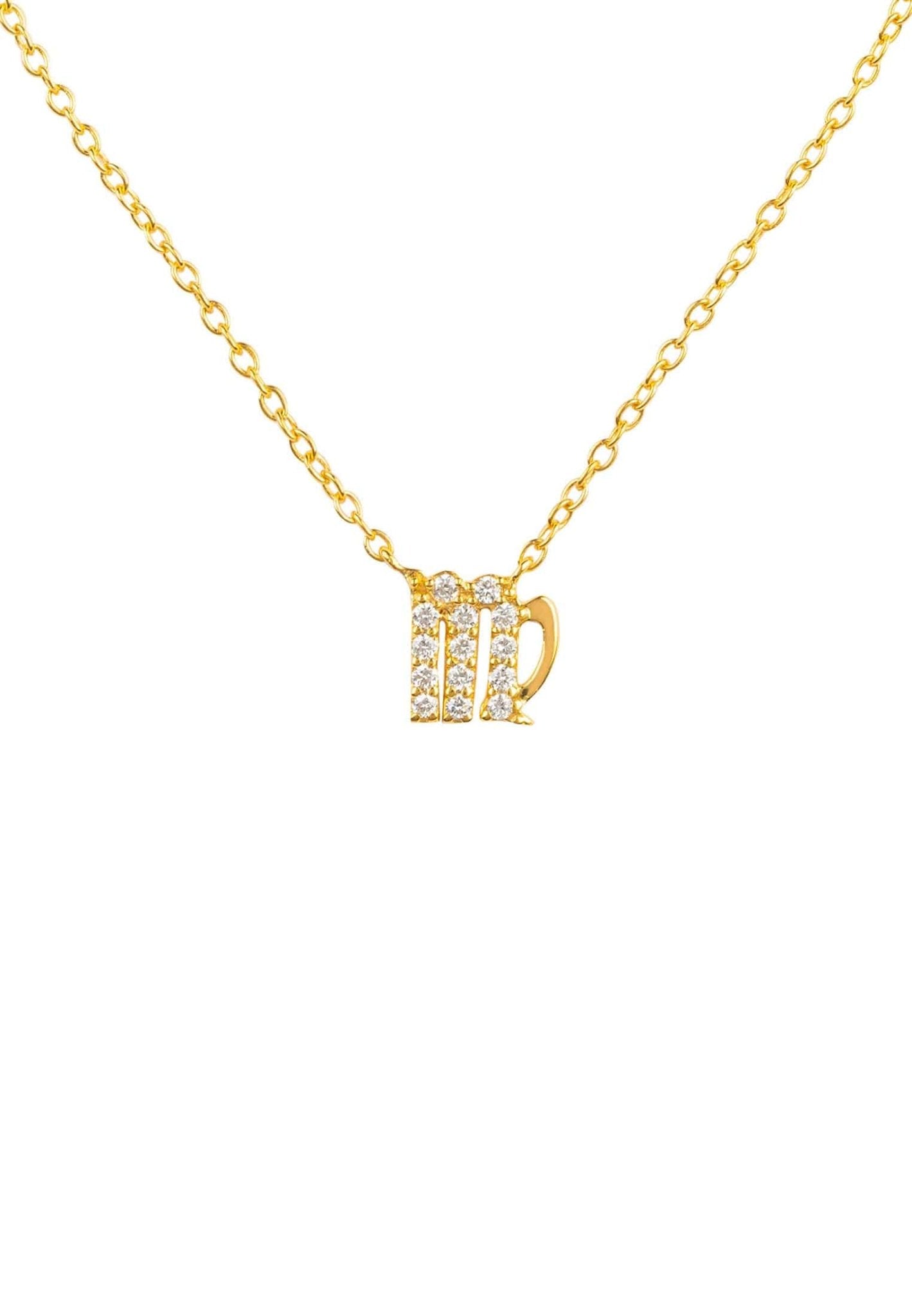 Diamond Zodiac Necklace Gold Virgo - LATELITA Necklaces
