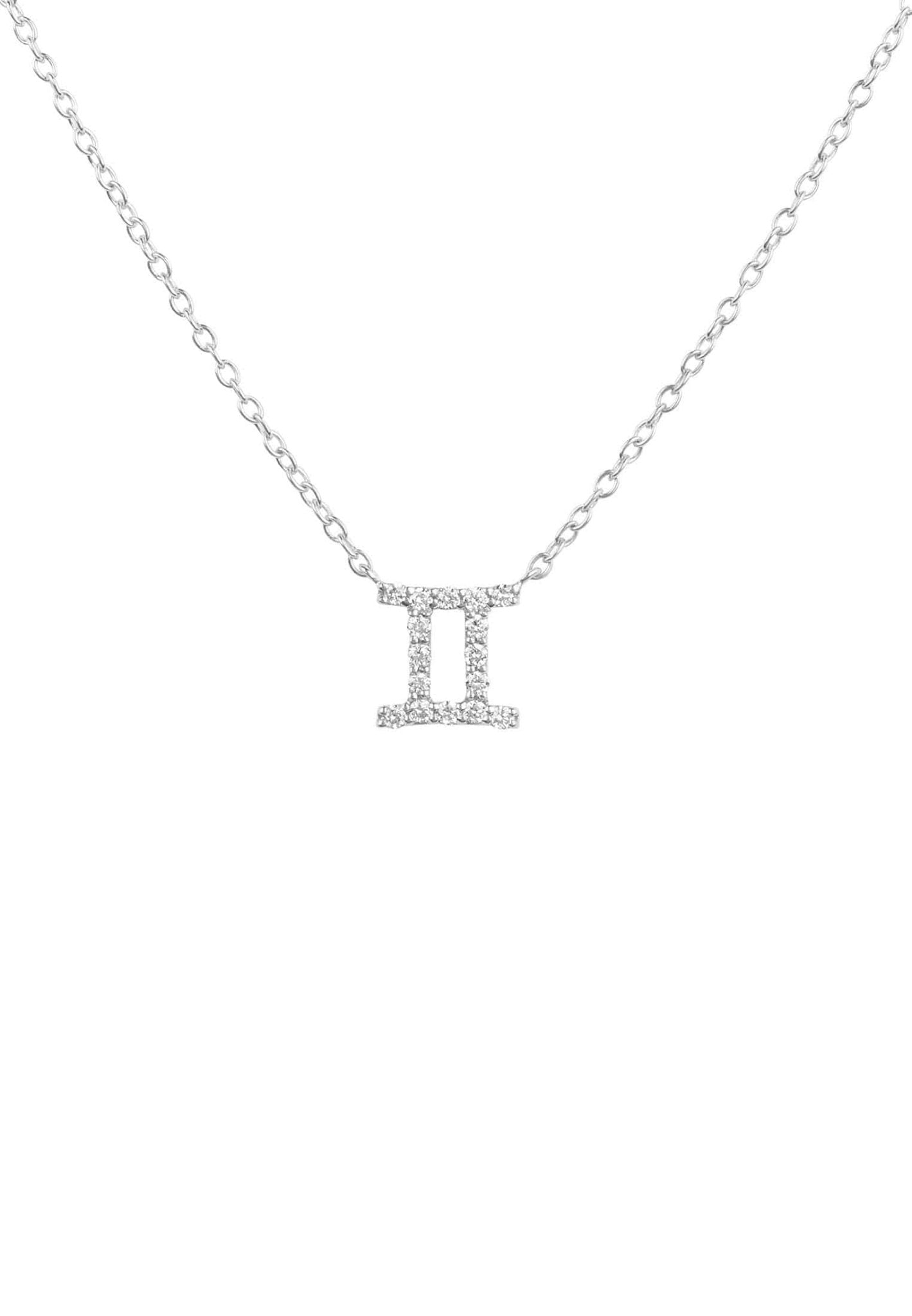 Diamond Zodiac Silver Necklace Gemini - LATELITA Necklaces
