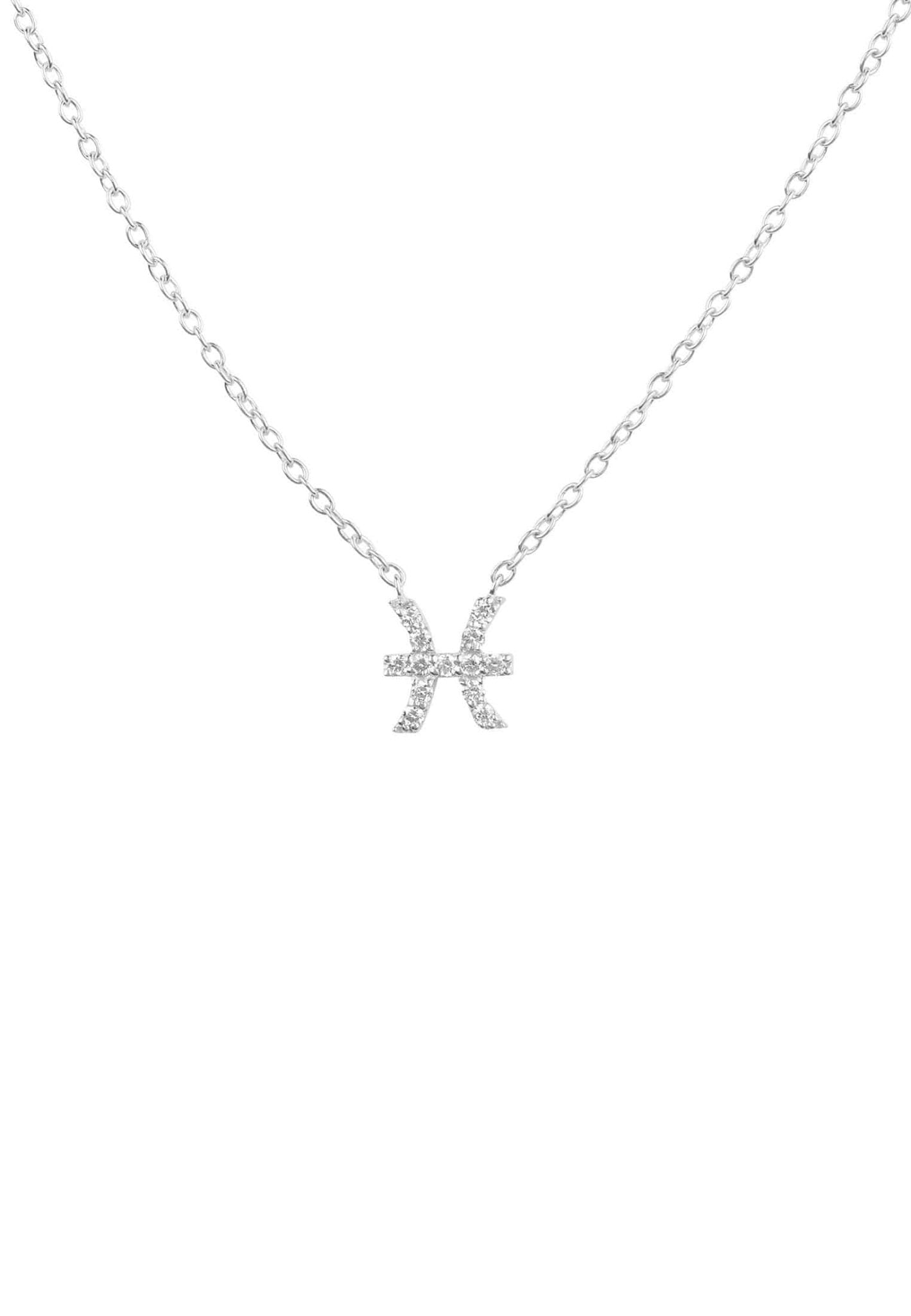 Diamond Zodiac Silver Necklace Pisces - LATELITA Necklaces