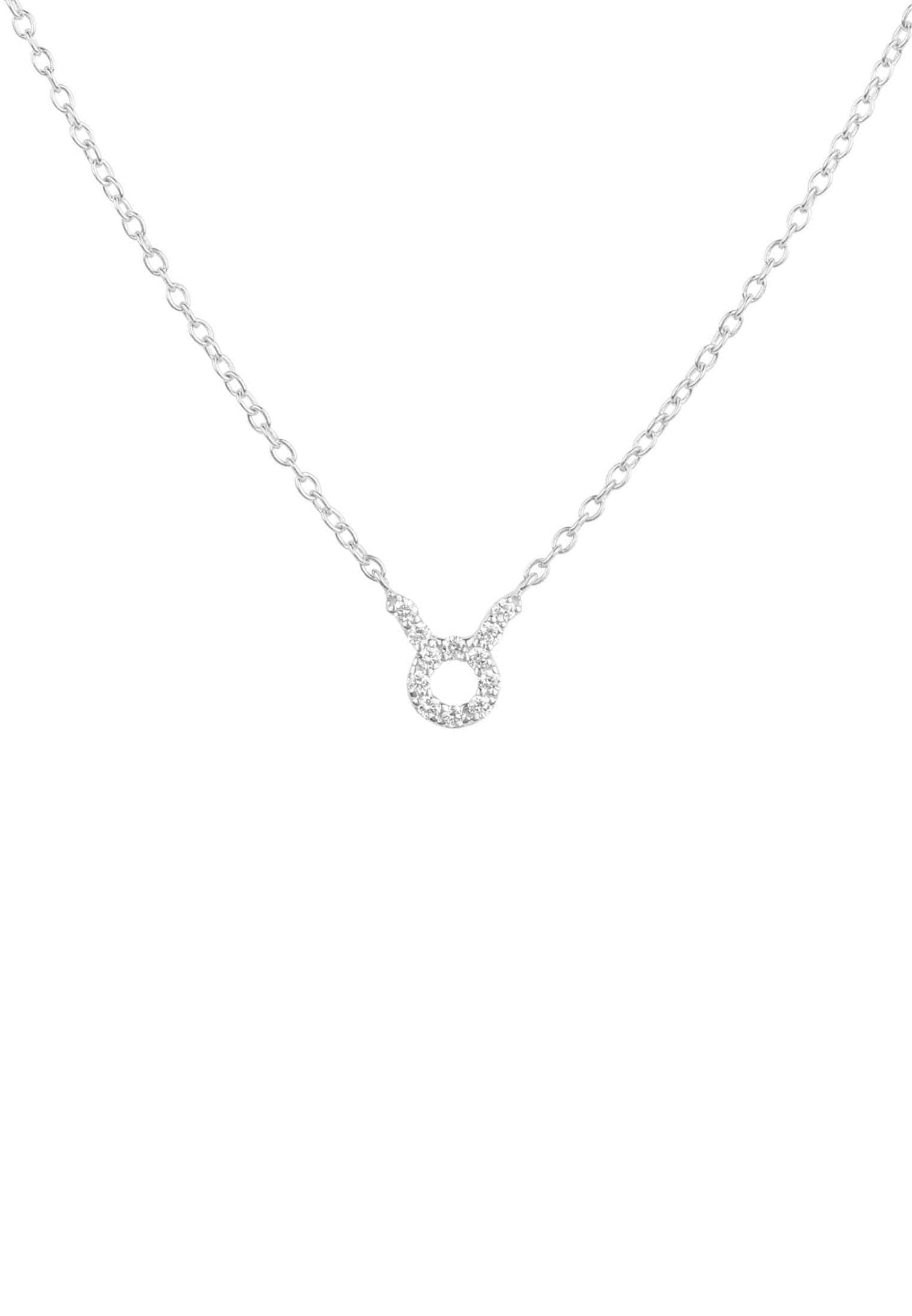 Diamond Zodiac Silver Necklace Taurus - LATELITA Necklaces