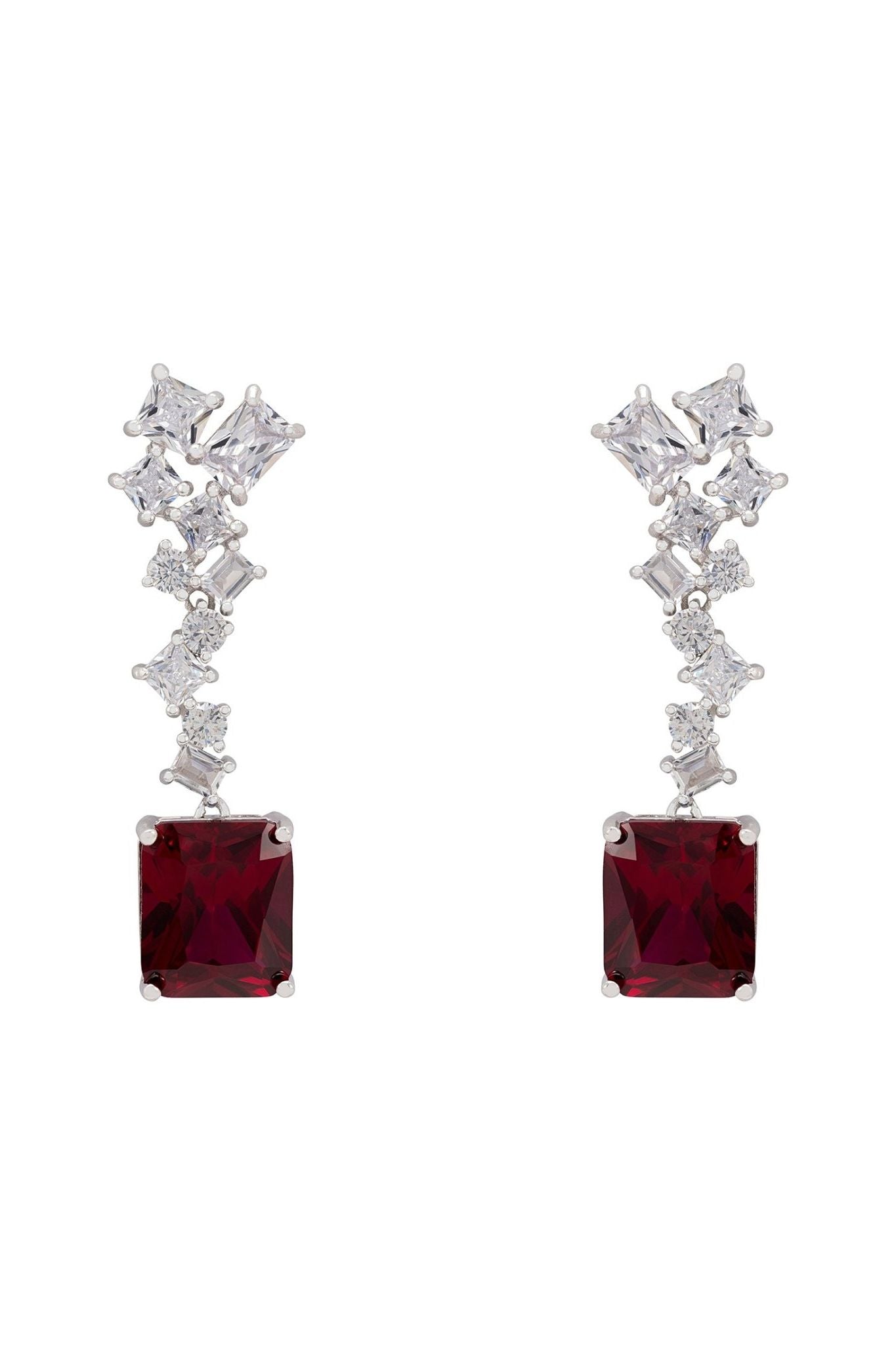 Diana Ruby Drop Earrings Silver - LATELITA Earrings