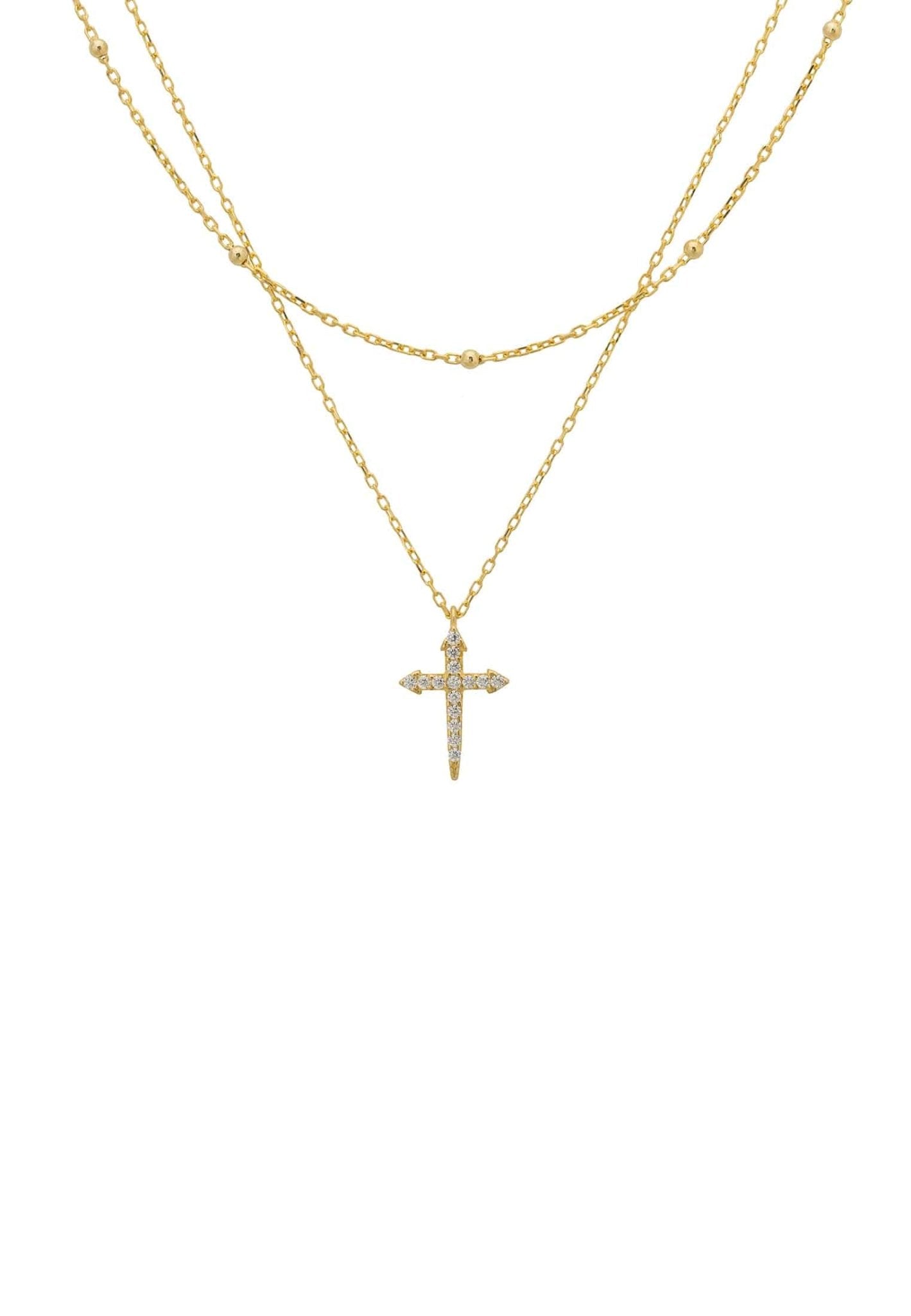 Double Strand Cross Choker Gold - LATELITA Necklaces