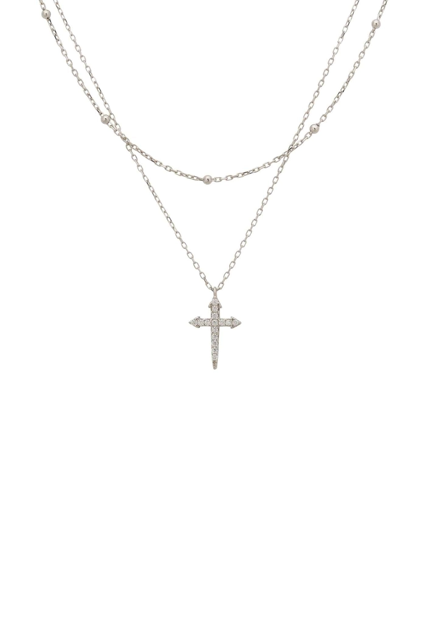 Double Strand Cross Choker Silver - LATELITA Necklaces
