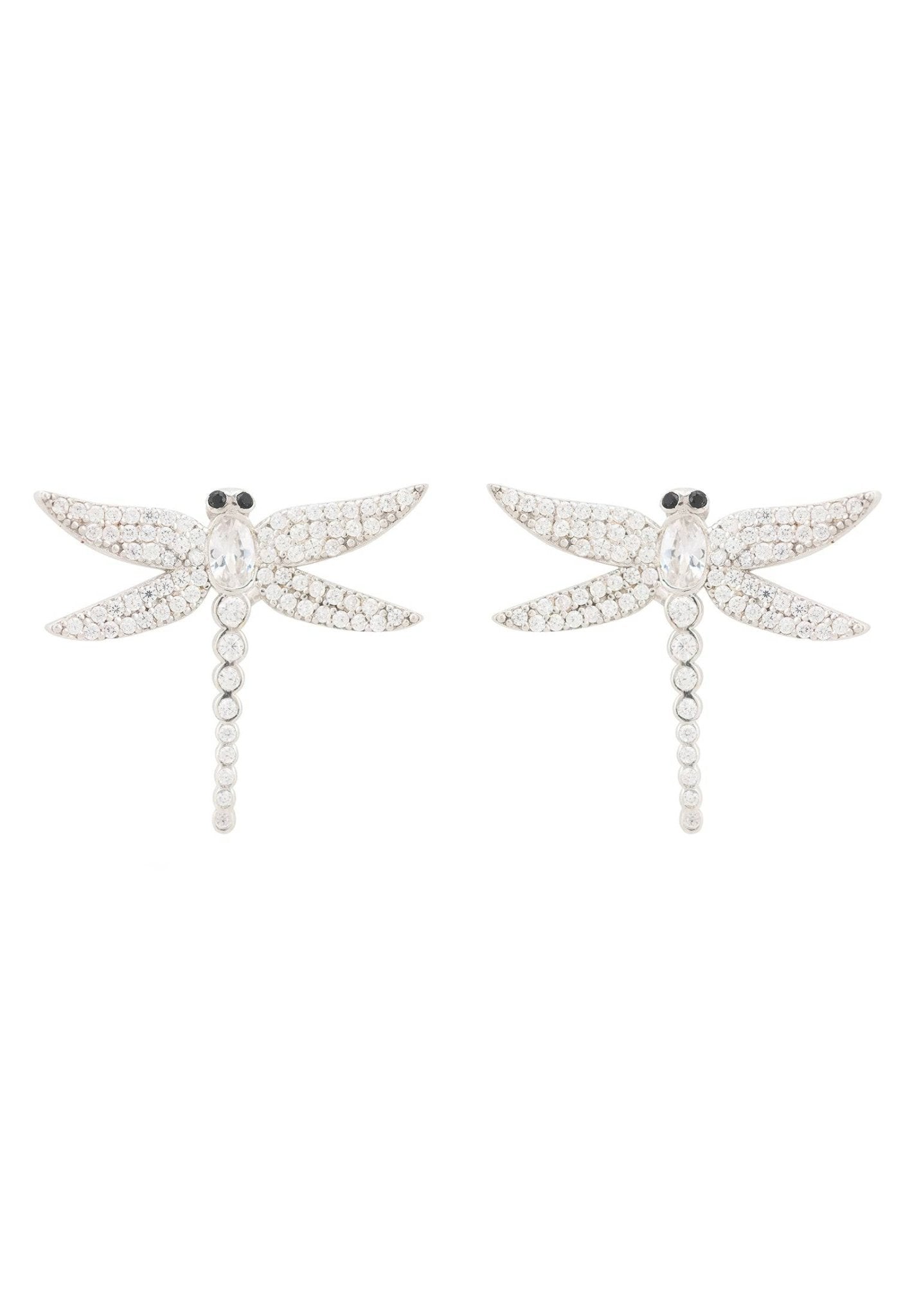 Dragon Fly Large Stud Earrings Silver - LATELITA Earrings