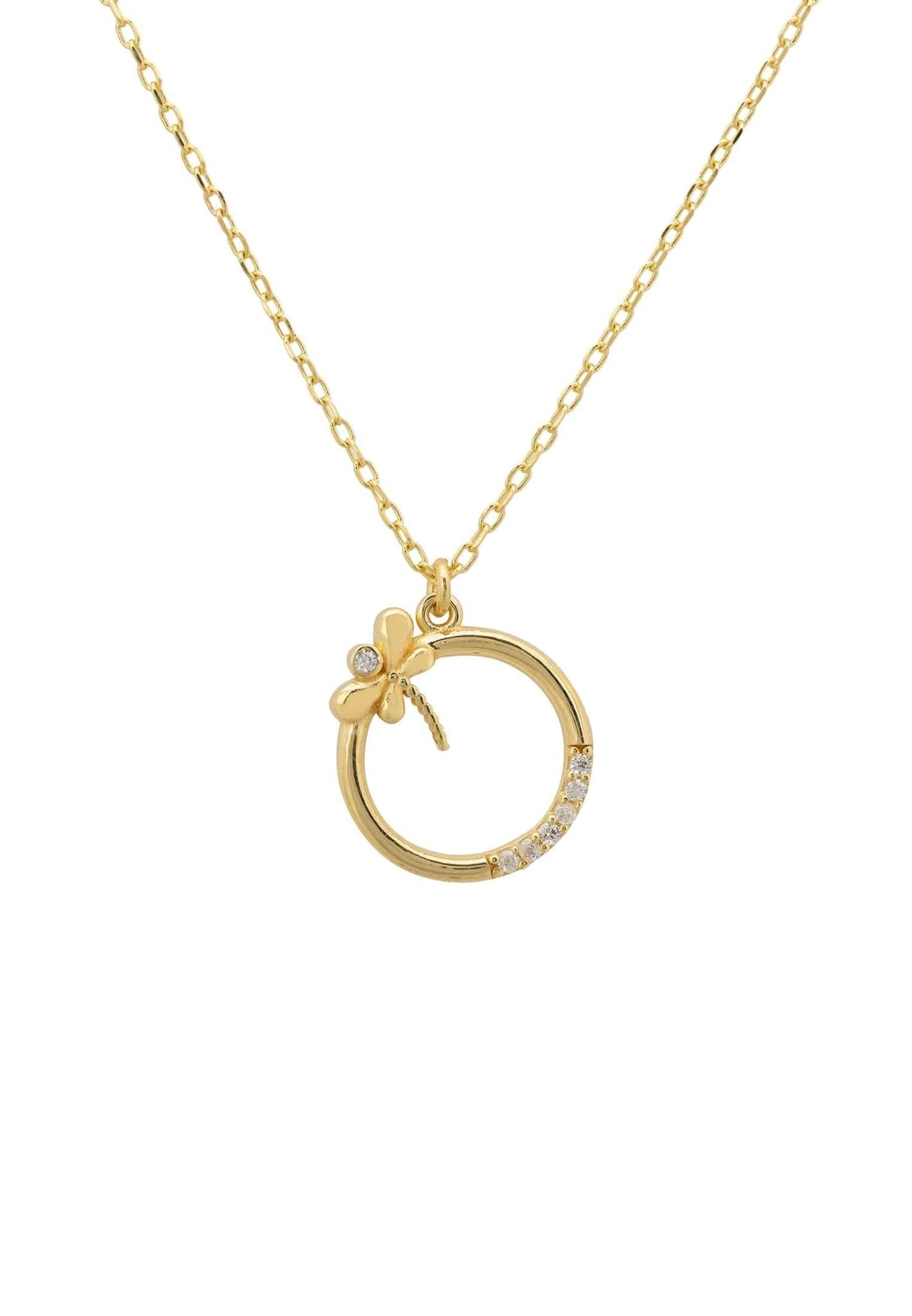 Dragonfly Halo Necklace Gold - LATELITA Necklaces