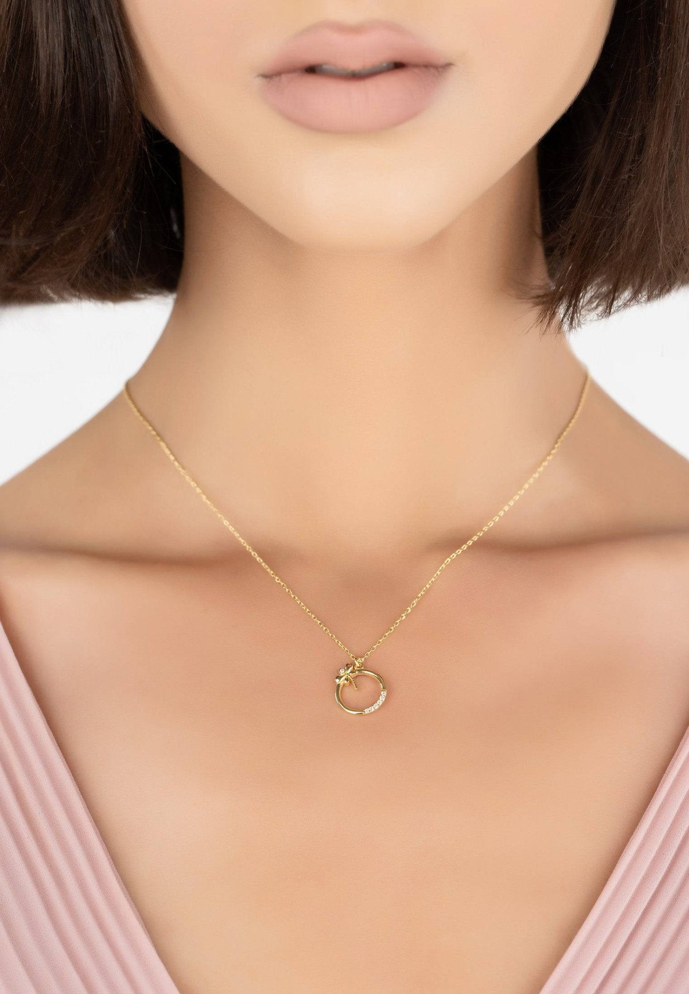Dragonfly Halo Necklace Gold - LATELITA Necklaces