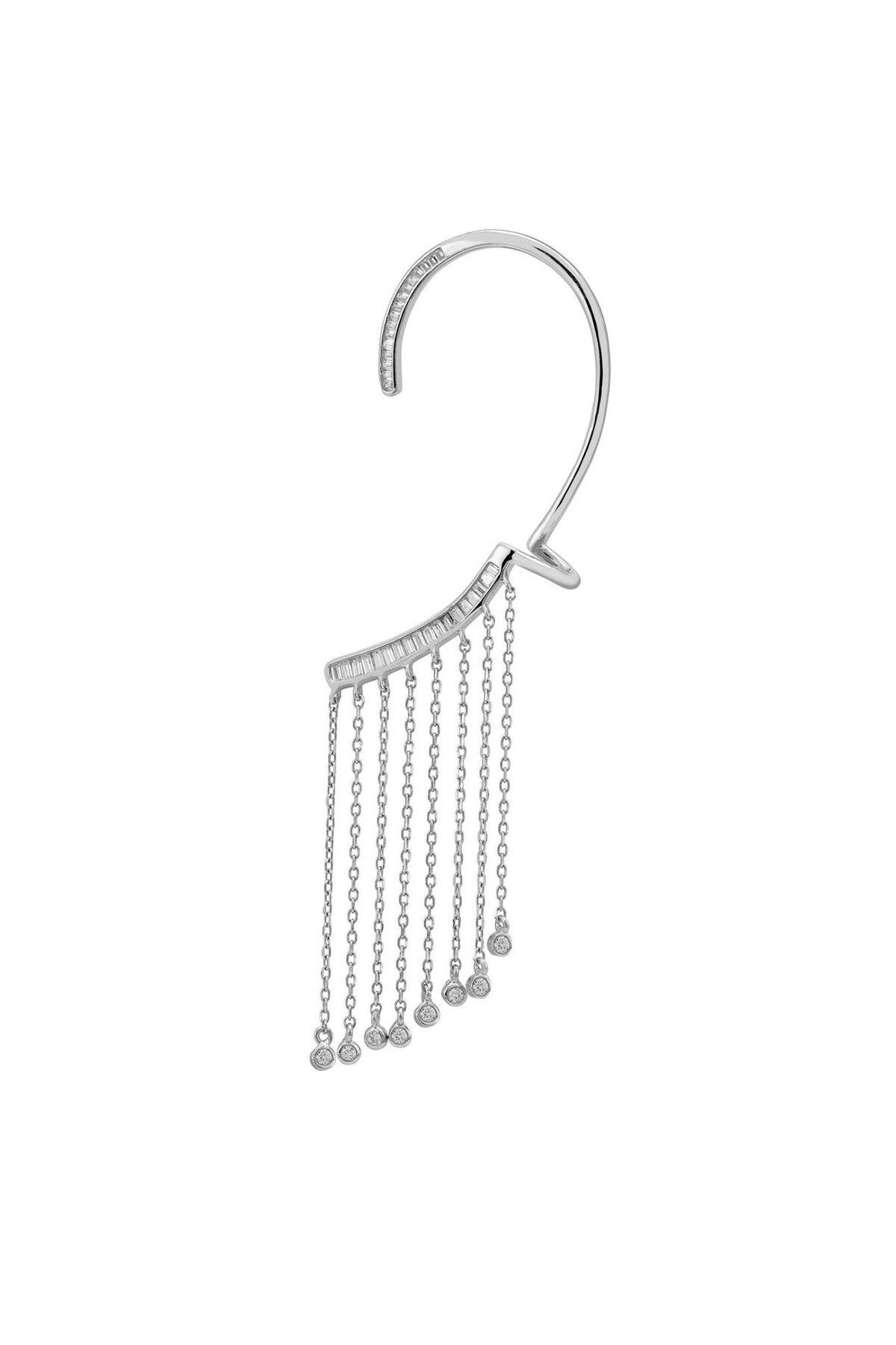 Dubai Tassel Ear Climber Right Silver - LATELITA Earrings