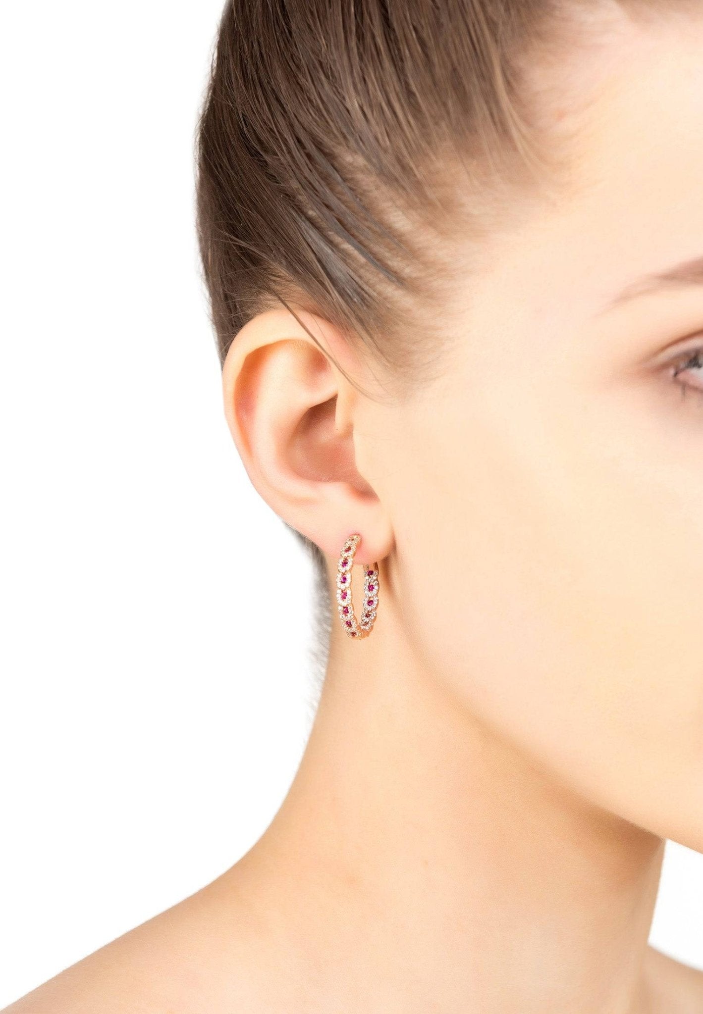 Duchess Hoop Earrings Rosegold Ruby Pink - LATELITA Earrings