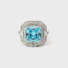 Video of Anastasia Gemstone Cocktail Ring Silver Blue Topaz, showing the setting, profile and finish from multiple angles.
