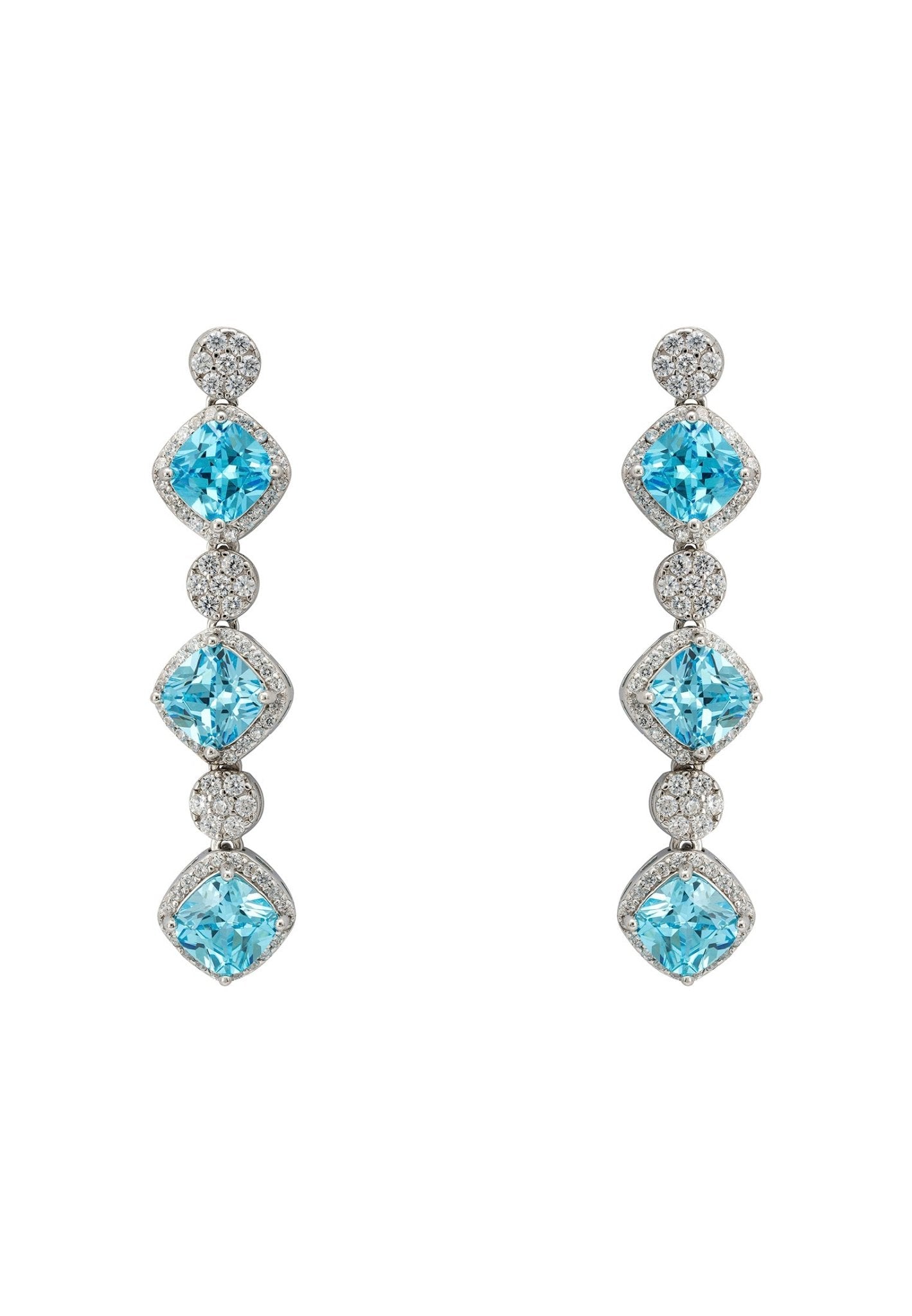 Elena Drop Earrings Blue Topaz Silver - LATELITA Earrings