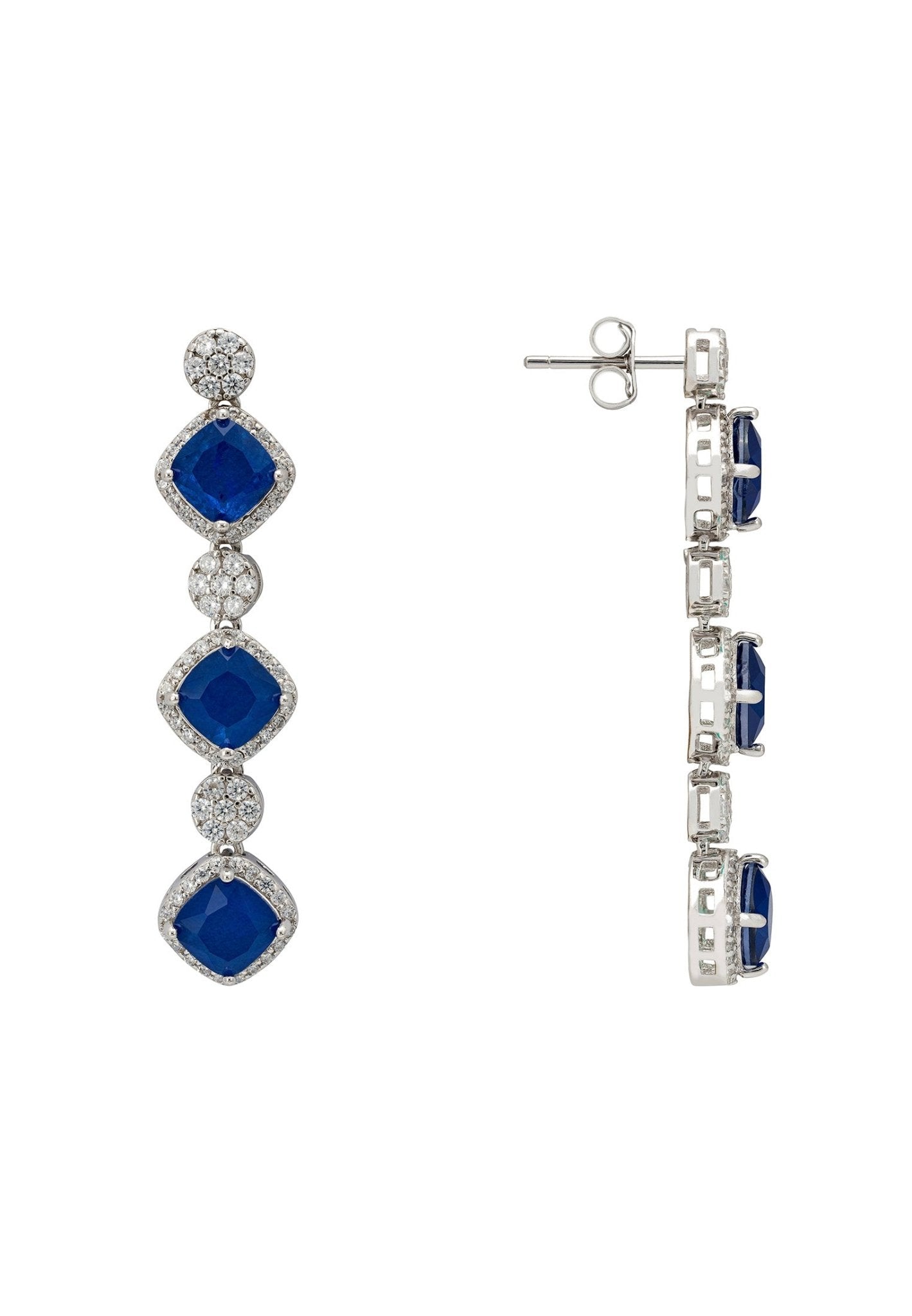 Elena Drop Earrings Sapphire Silver - LATELITA Earrings