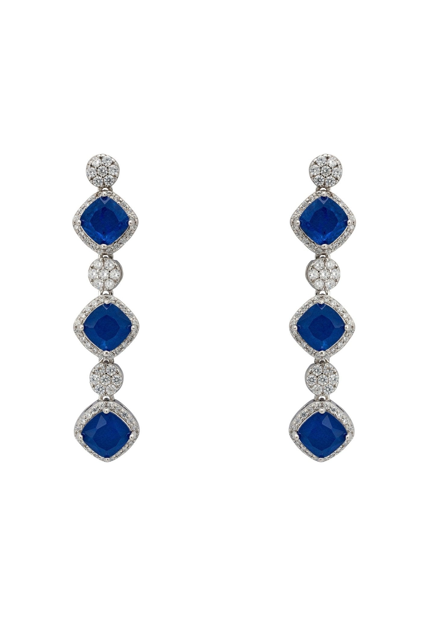 Elena Drop Earrings Sapphire Silver - LATELITA Earrings