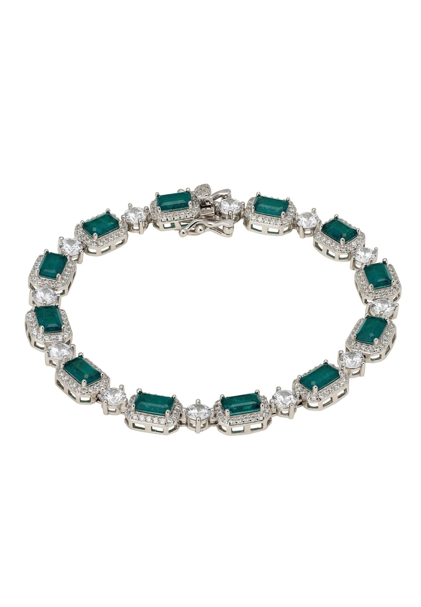 Elena Gemstone Bracelet Emerald Silver - LATELITA Bracelets