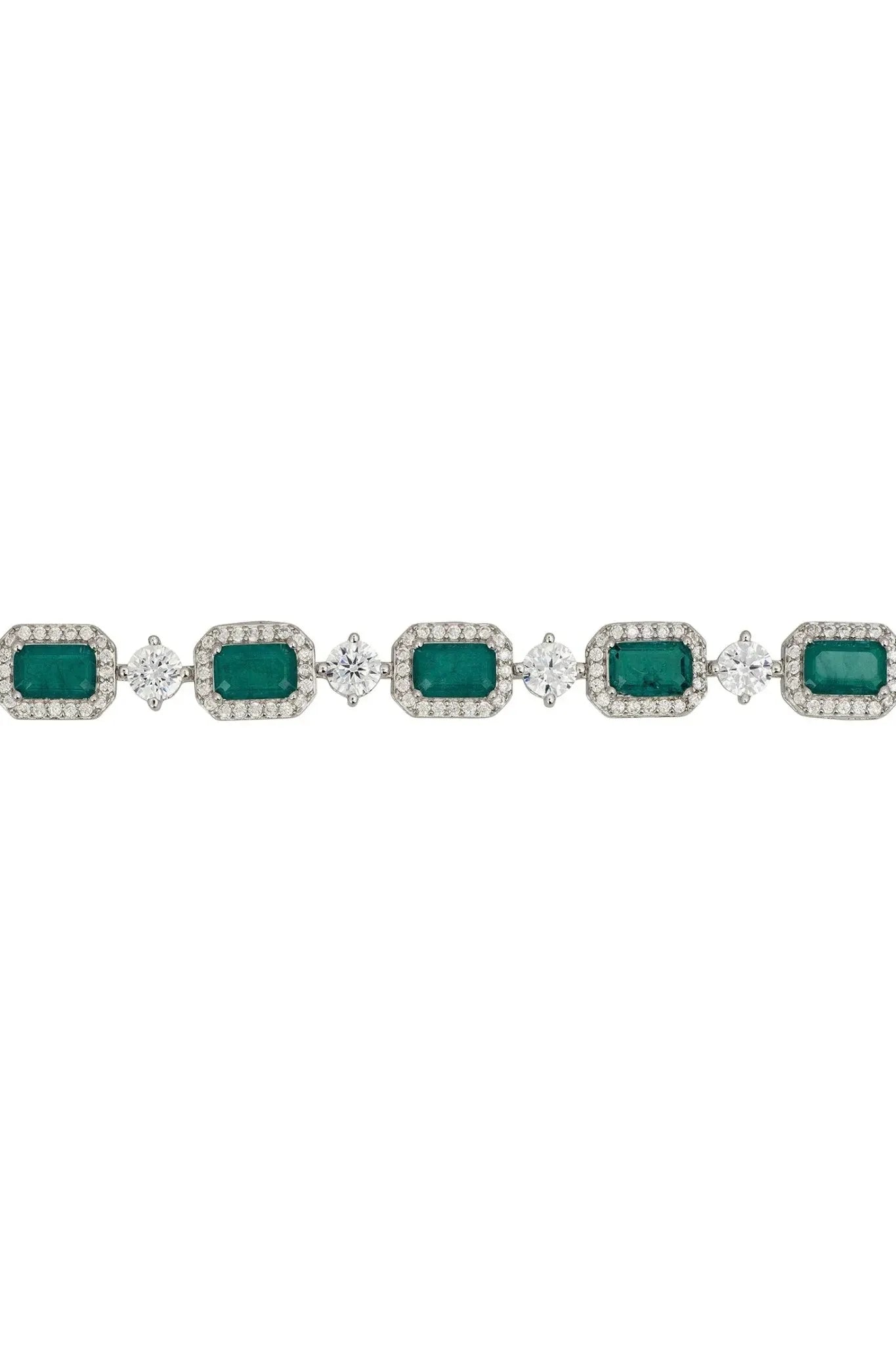 Elena Gemstone Bracelet Emerald Silver - LATELITA Bracelets