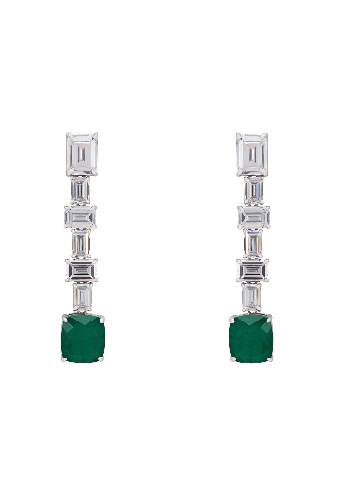 Elizabeth Colombian Emerald Drop Earrings Silver - LATELITA Earrings