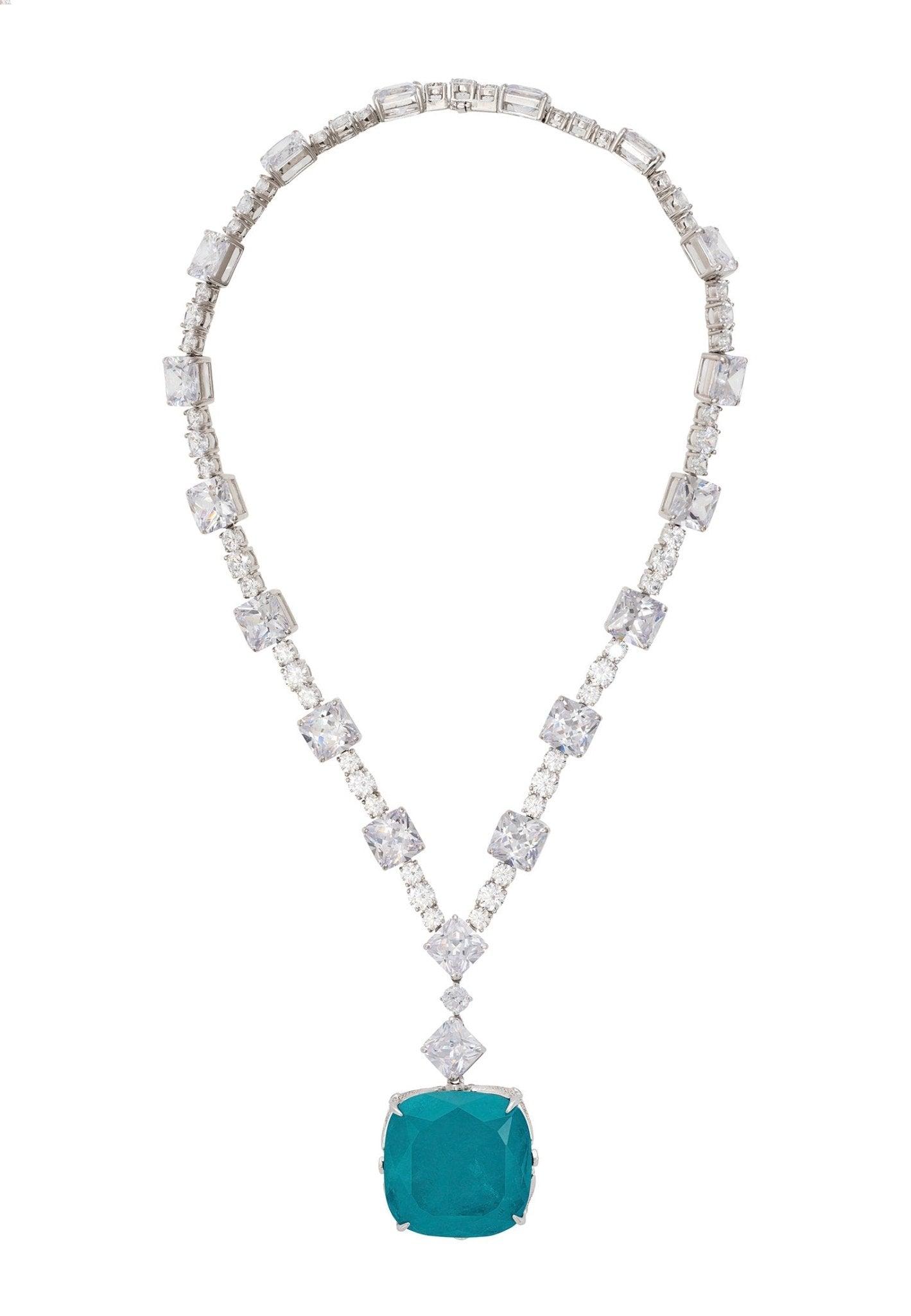 Elizabeth Colombian Emerald Statement Necklace Silver - LATELITA Necklaces