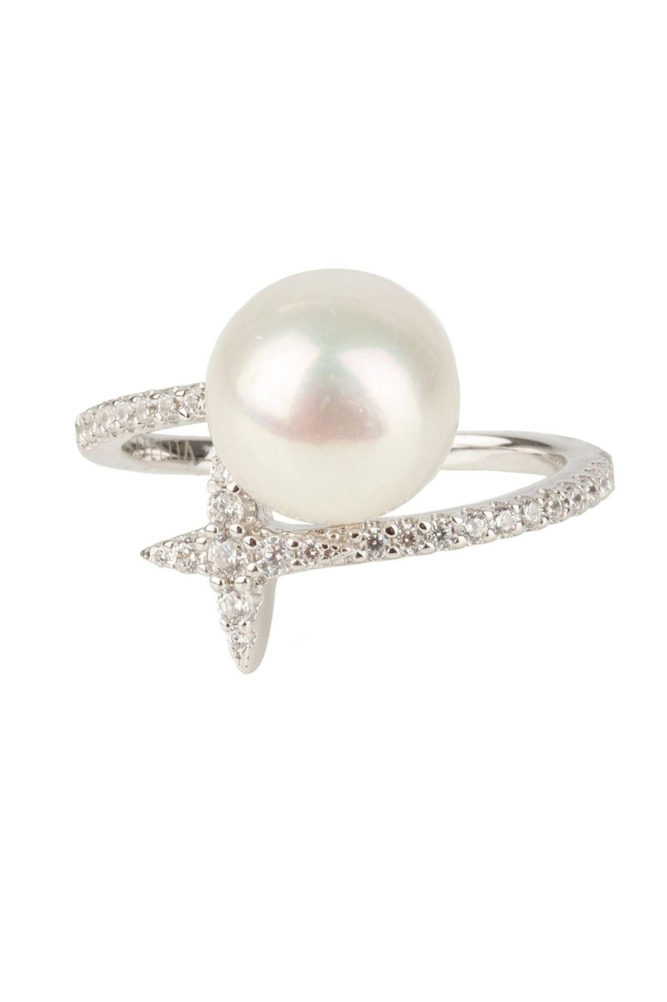Ellie Star Pearl Ring White Silver - LATELITA Rings