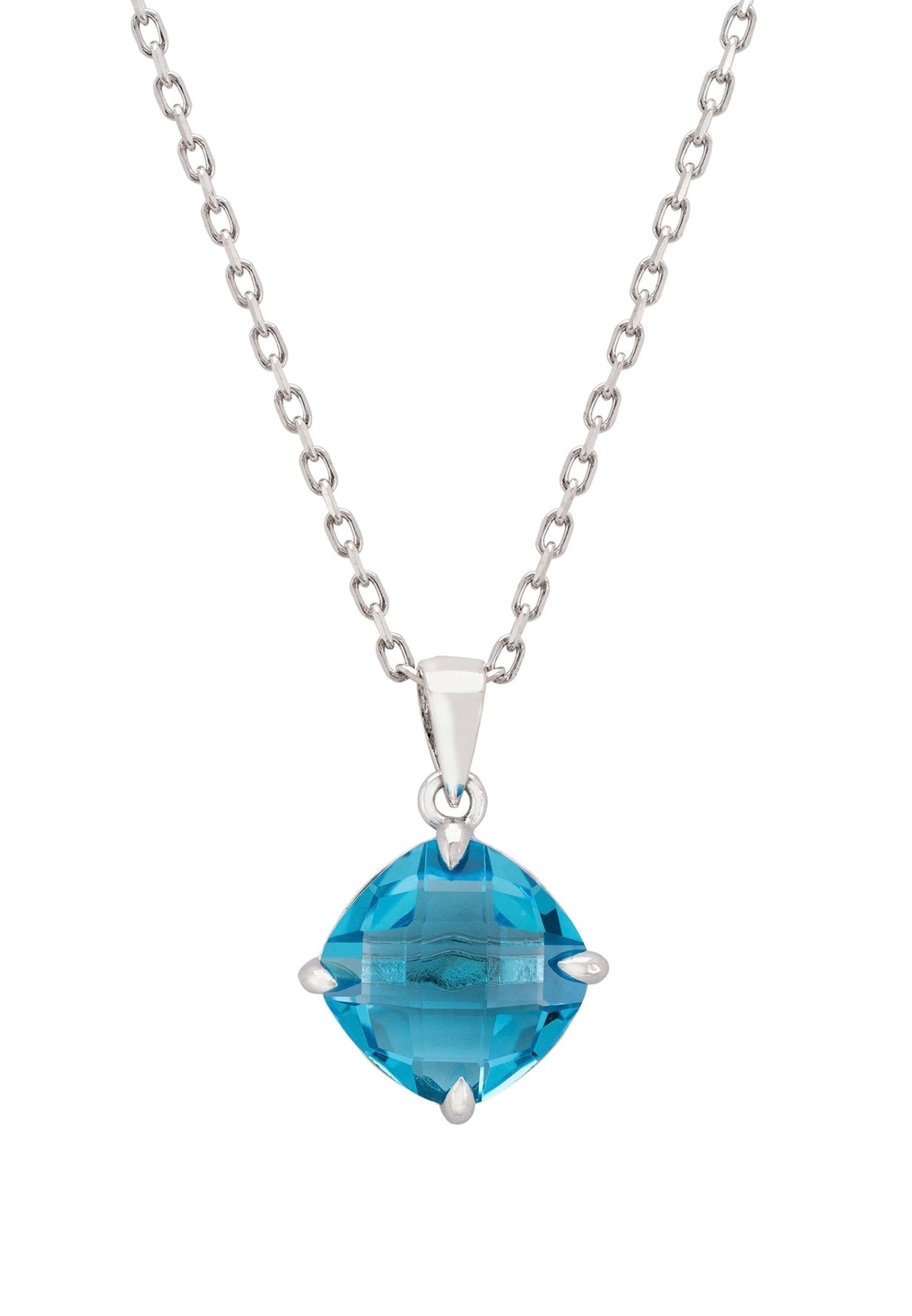 Empress Blue Topaz Gemstone Necklace Silver - LATELITA Necklaces