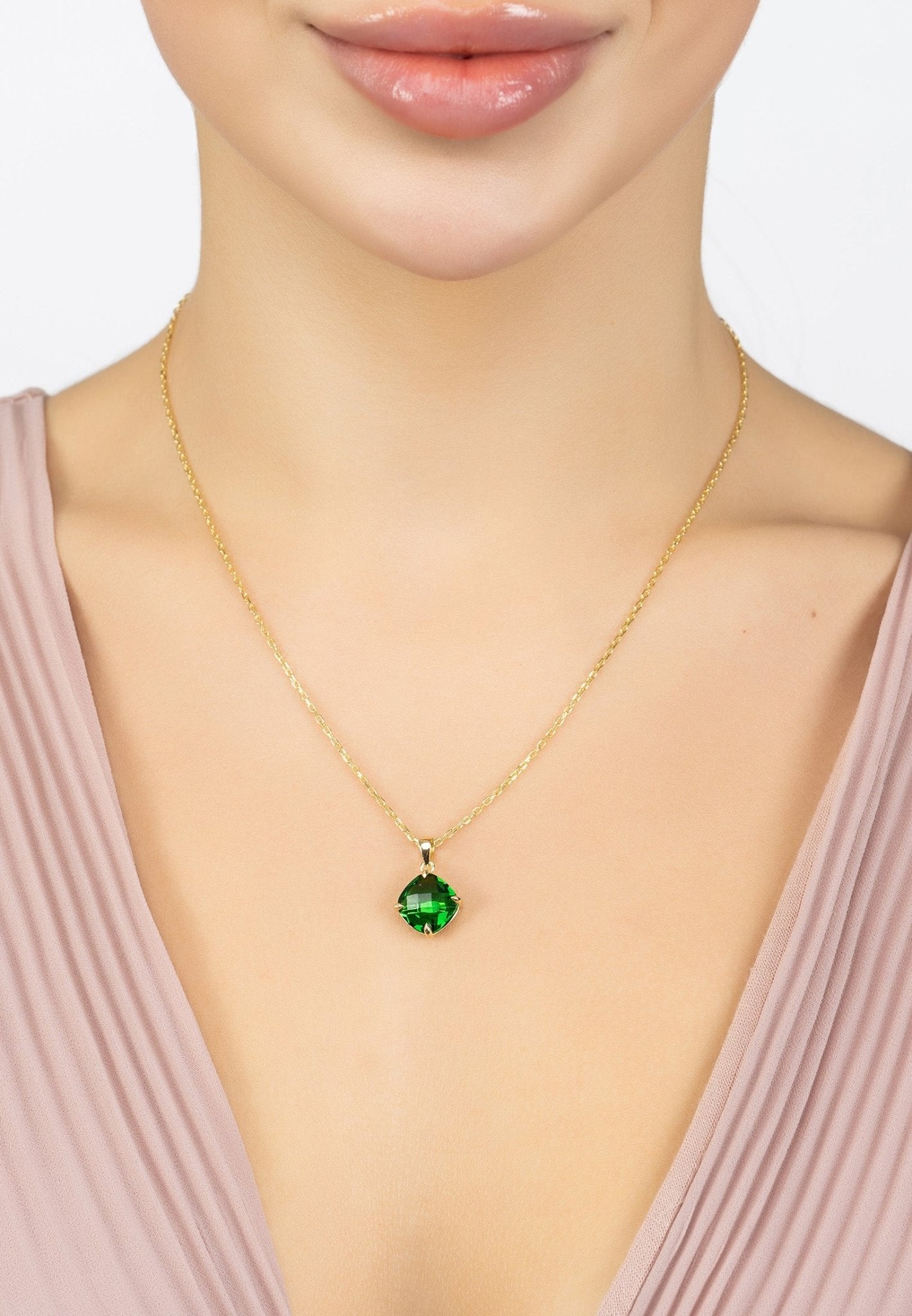 Empress Gemstone Necklace Gold Emerald - LATELITA Necklaces