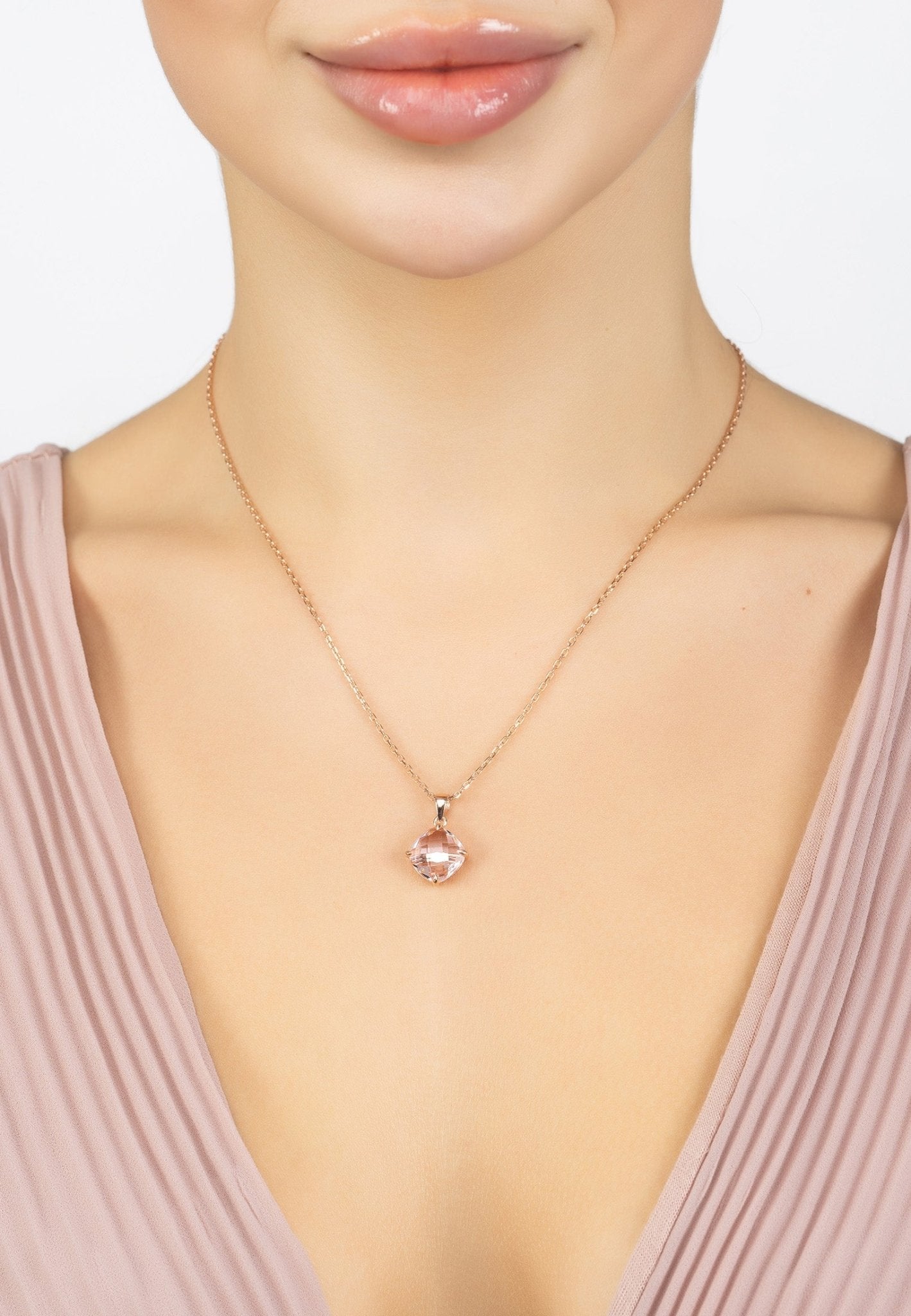 Empress Gemstone Necklace Rosegold Rose Quartz - LATELITA Necklaces