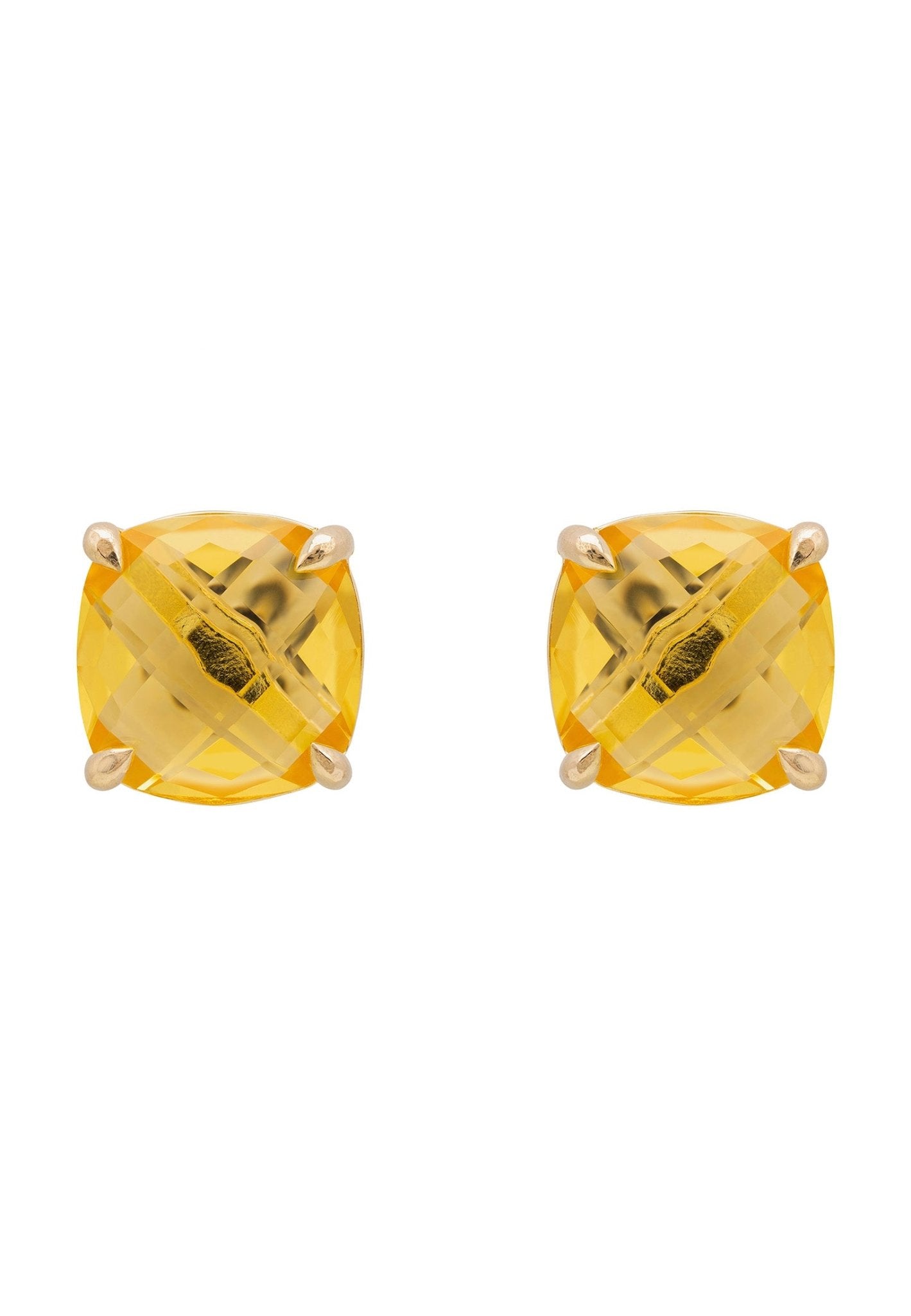 Empress Gemstone Stud Earrings Gold Citrine - LATELITA Earrings