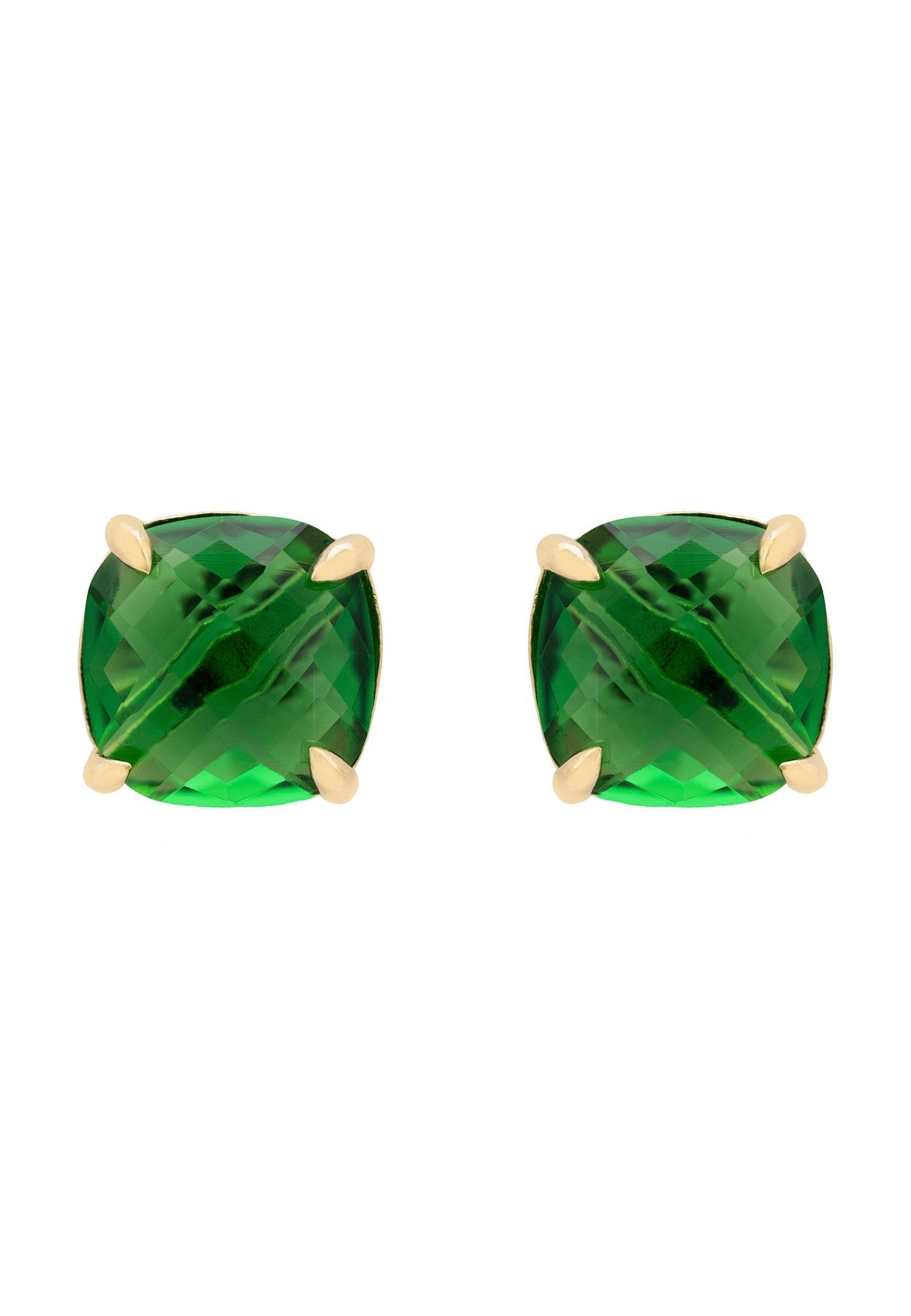 Empress Gemstone Stud Earrings Gold Emerald - LATELITA Earrings