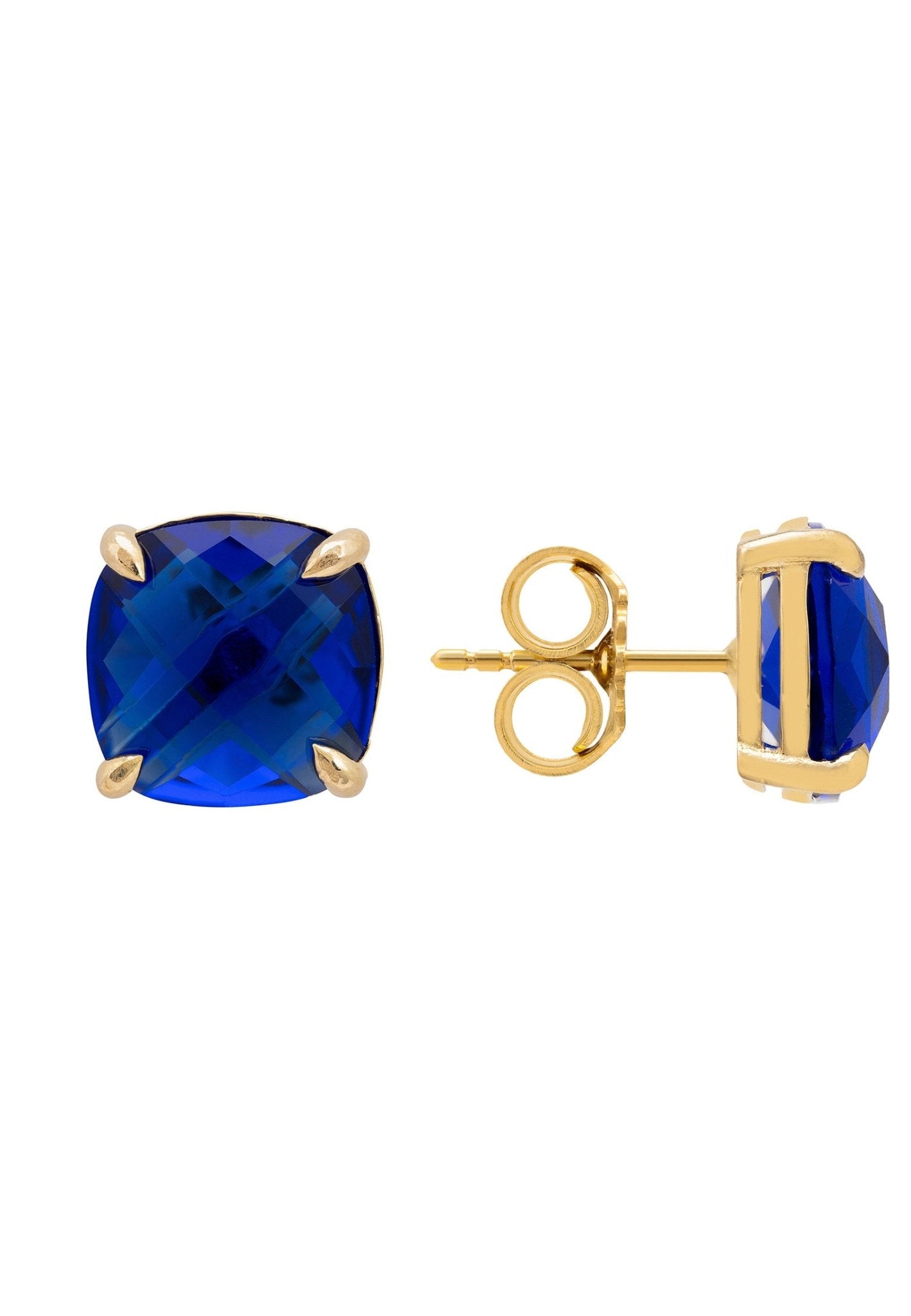 Empress Gemstone Stud Earrings Gold Sapphire - LATELITA Earrings