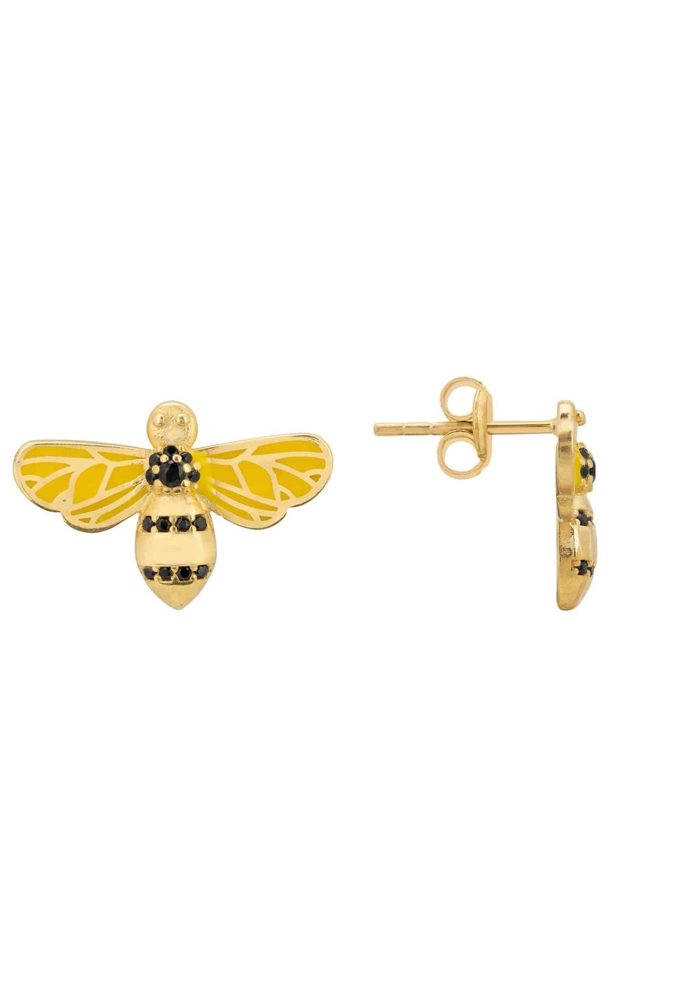 Enamel Bee Stud Earring Gold - LATELITA Earrings