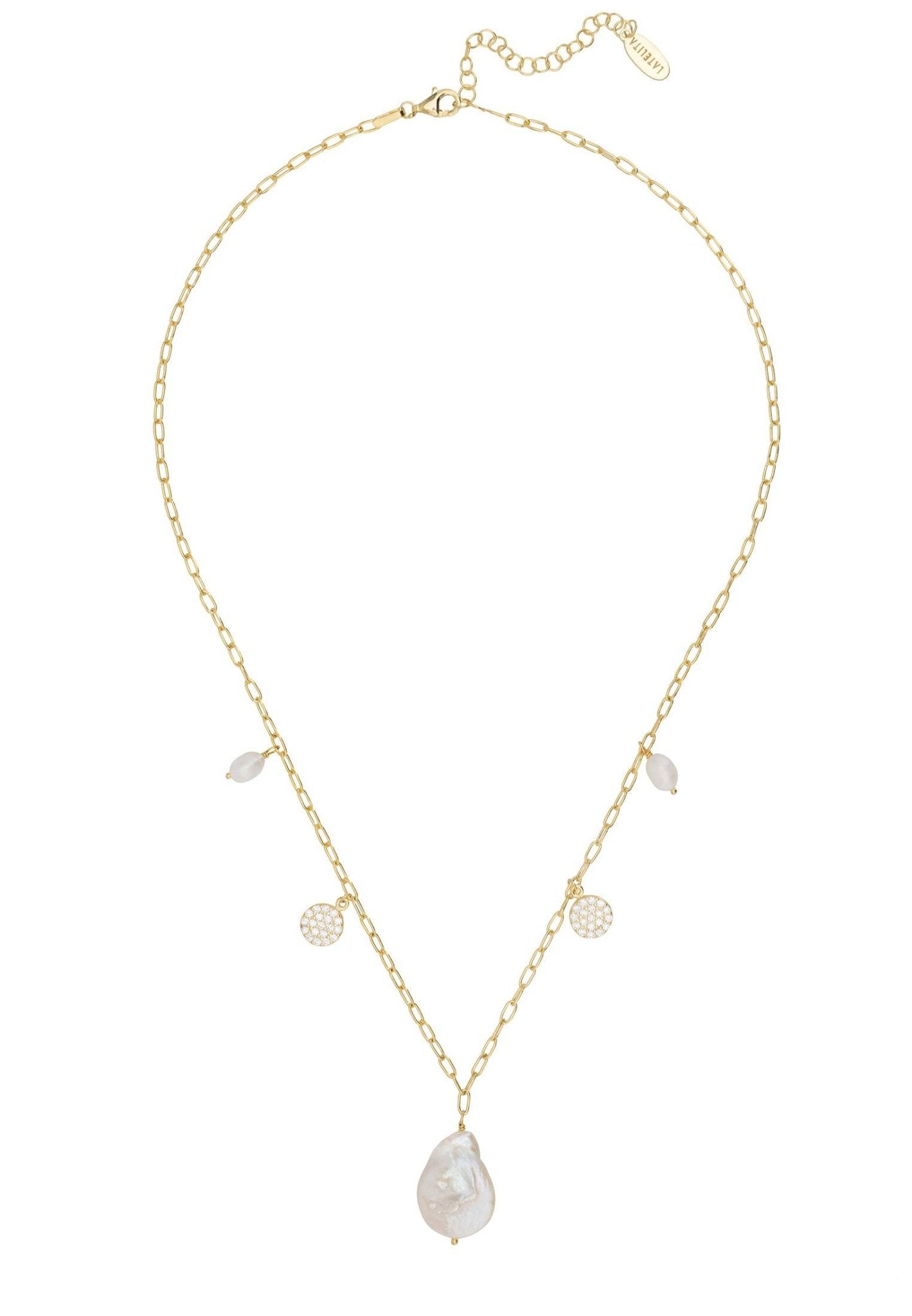 Enya Pearls And Sparkles Necklace Gold - LATELITA Necklaces