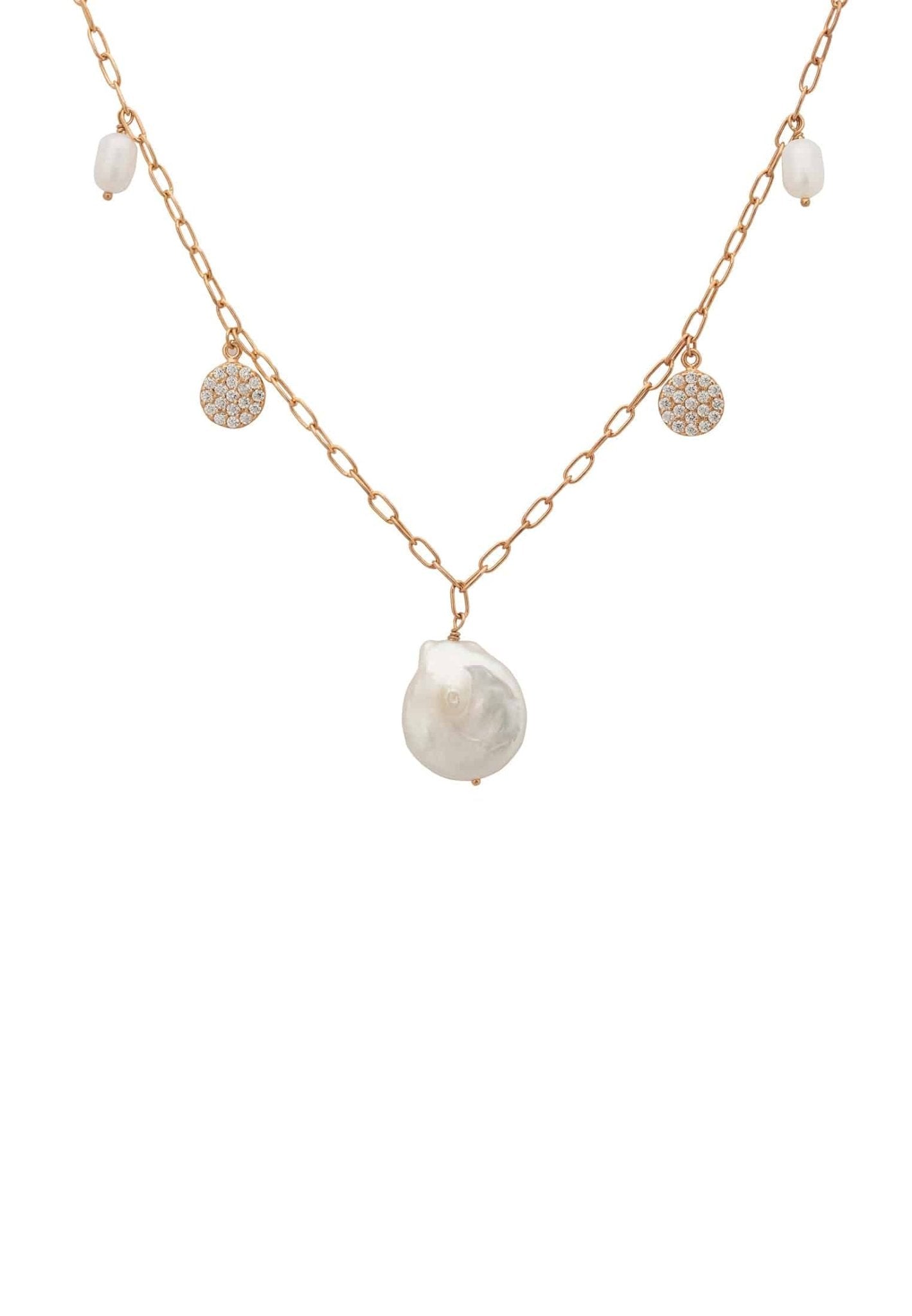 Enya Pearls And Sparkles Necklace Rosegold - LATELITA Necklaces