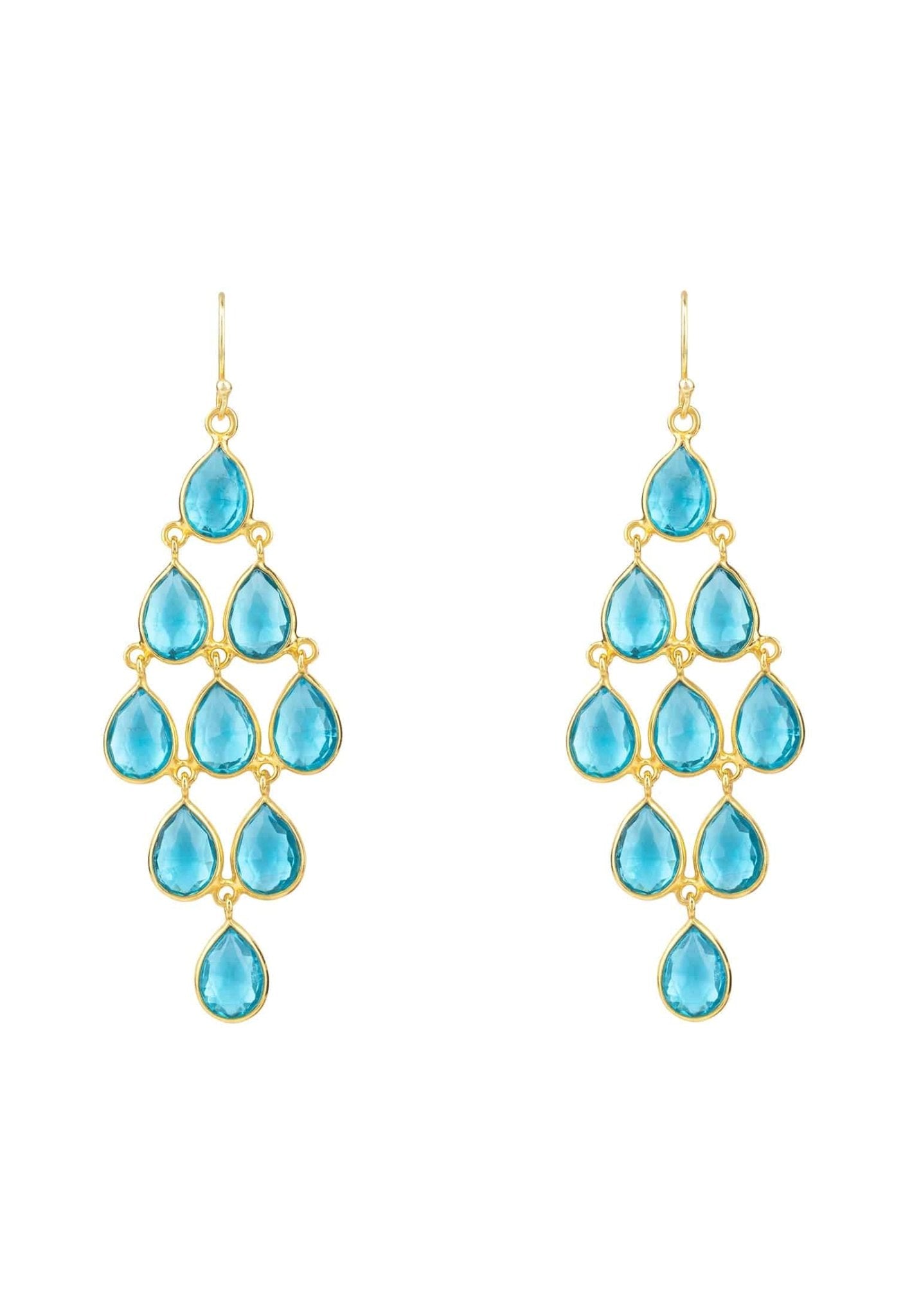 Erviola Gemstone Cascade Earrings Gold Blue Topaz - LATELITA Earrings