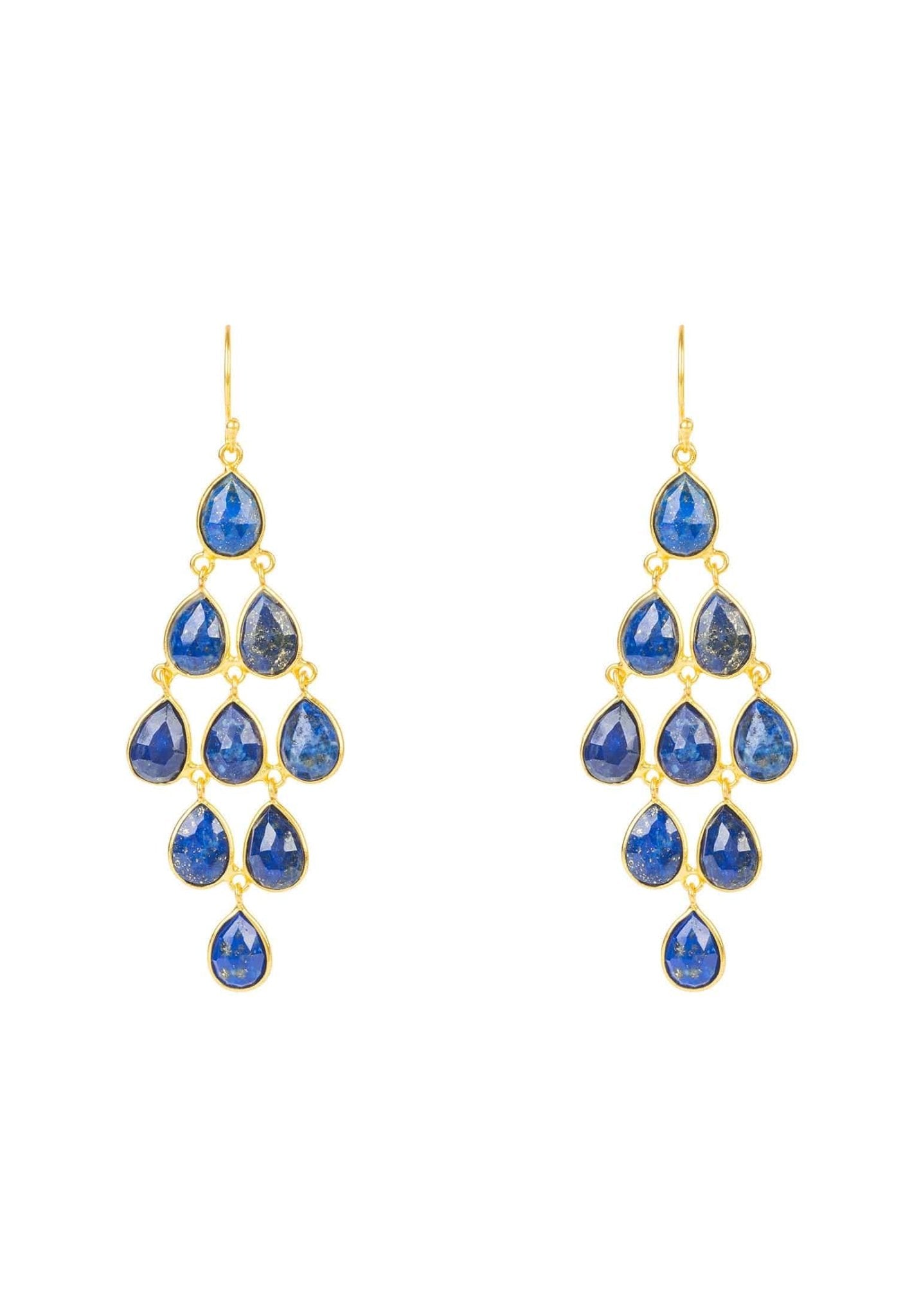 Erviola Gemstone Cascade Earrings Gold Lapis Lazuli - LATELITA Earrings