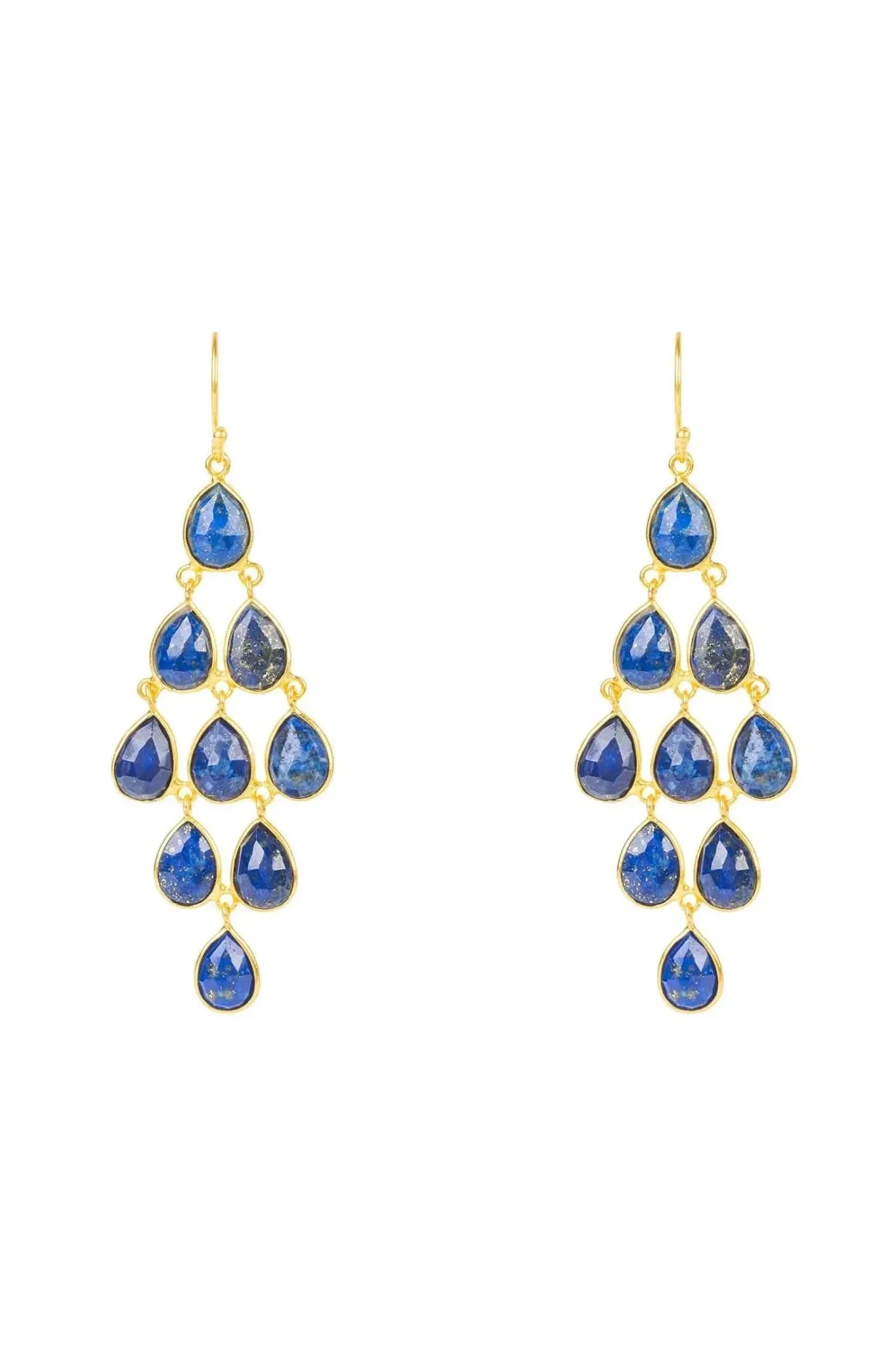 Erviola Gemstone Cascade Earrings Gold Lapis Lazuli - LATELITA Earrings