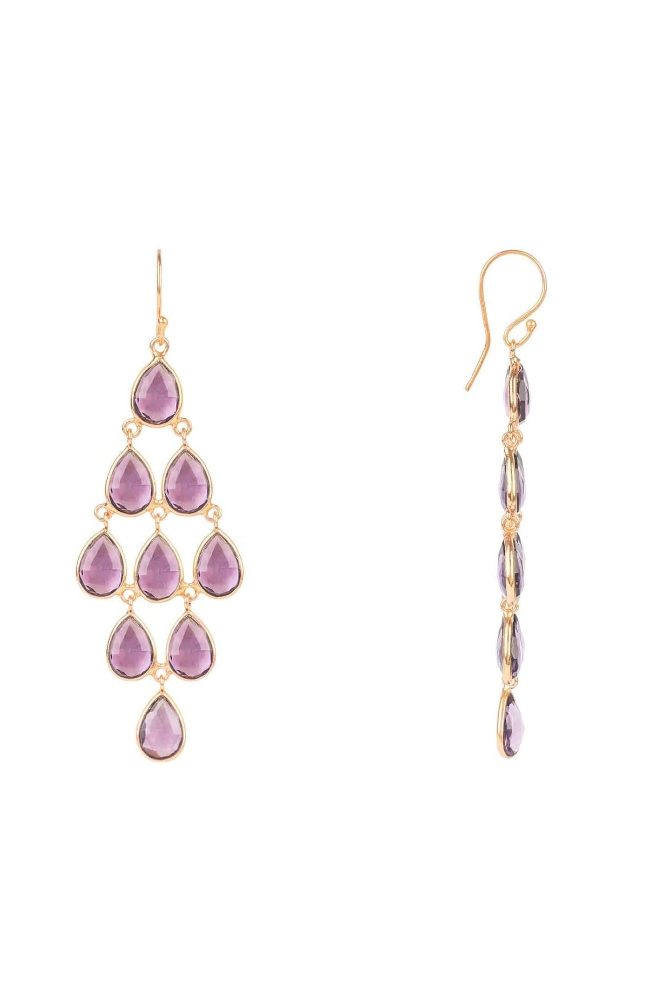Erviola Gemstone Cascade Earrings Rose Gold Amethyst Hydro - LATELITA Earrings