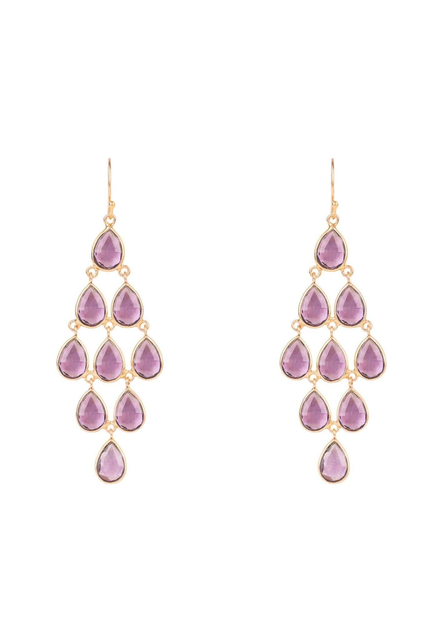 Erviola Gemstone Cascade Earrings Rose Gold Amethyst Hydro - LATELITA Earrings