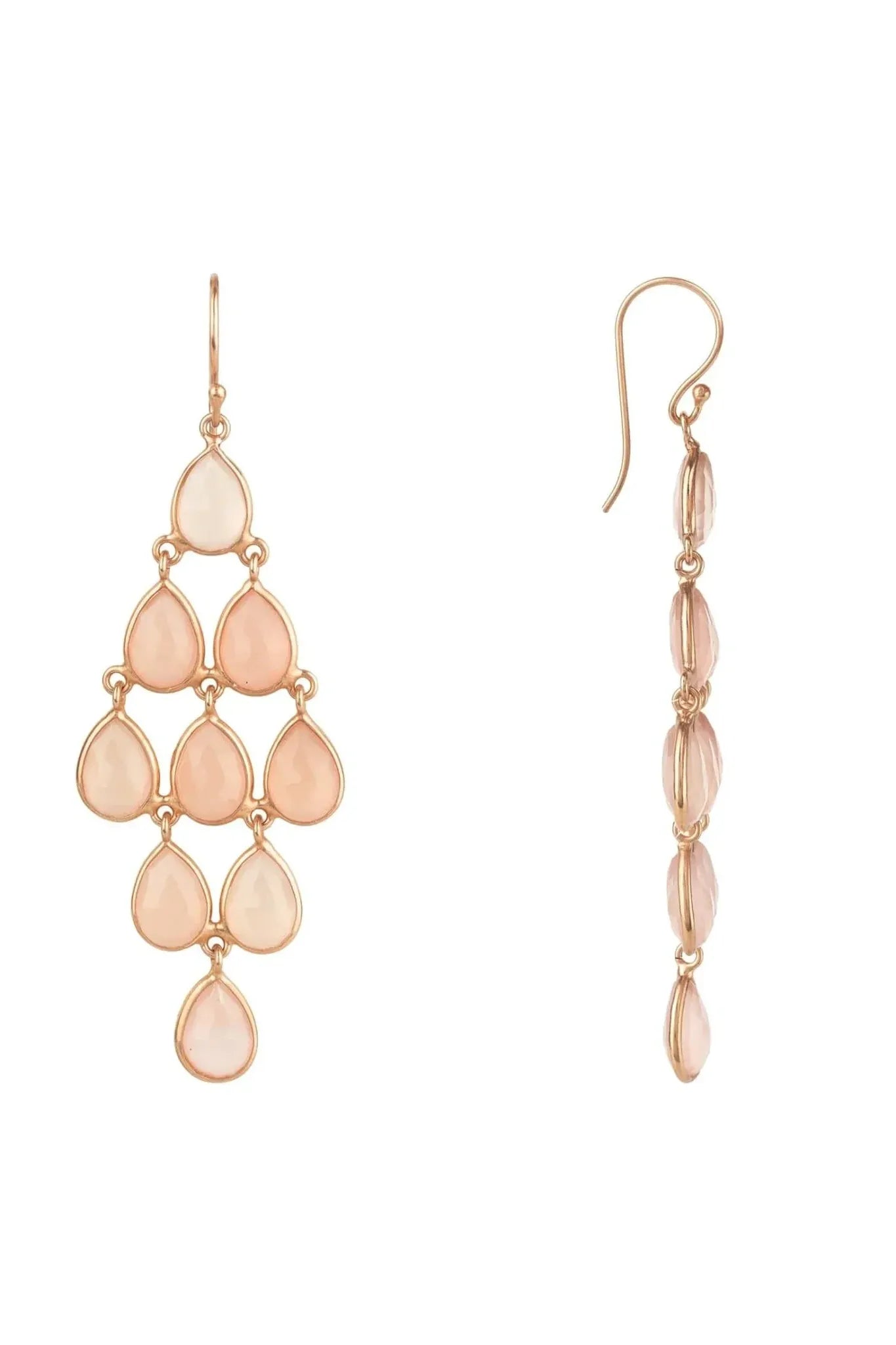 Erviola Gemstone Cascade Earrings Rose Gold Rose Quartz - LATELITA Earrings