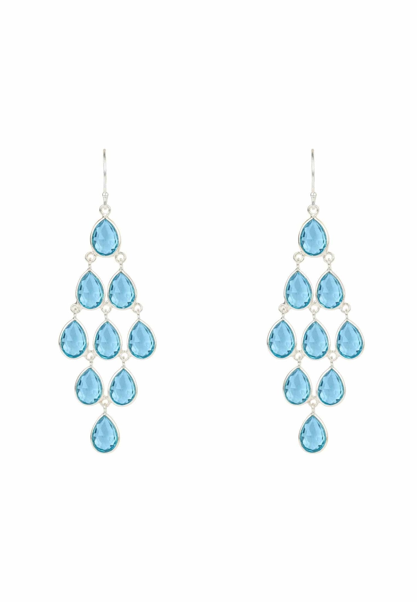 Erviola Gemstone Cascade Earrings Silver Blue Topaz Hydro - LATELITA Earrings