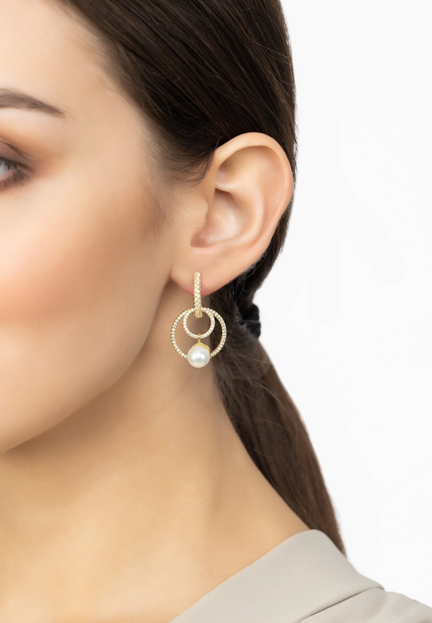 Eternal Circles Pearl Earrings Gold - LATELITA Earrings