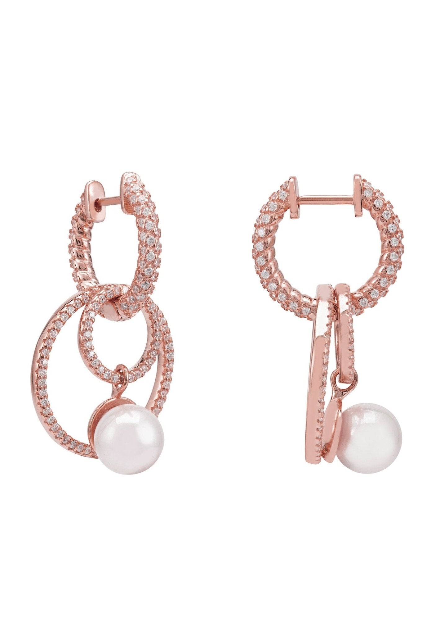 Eternal Circles Pearl Earrings Rosegold - LATELITA Earrings