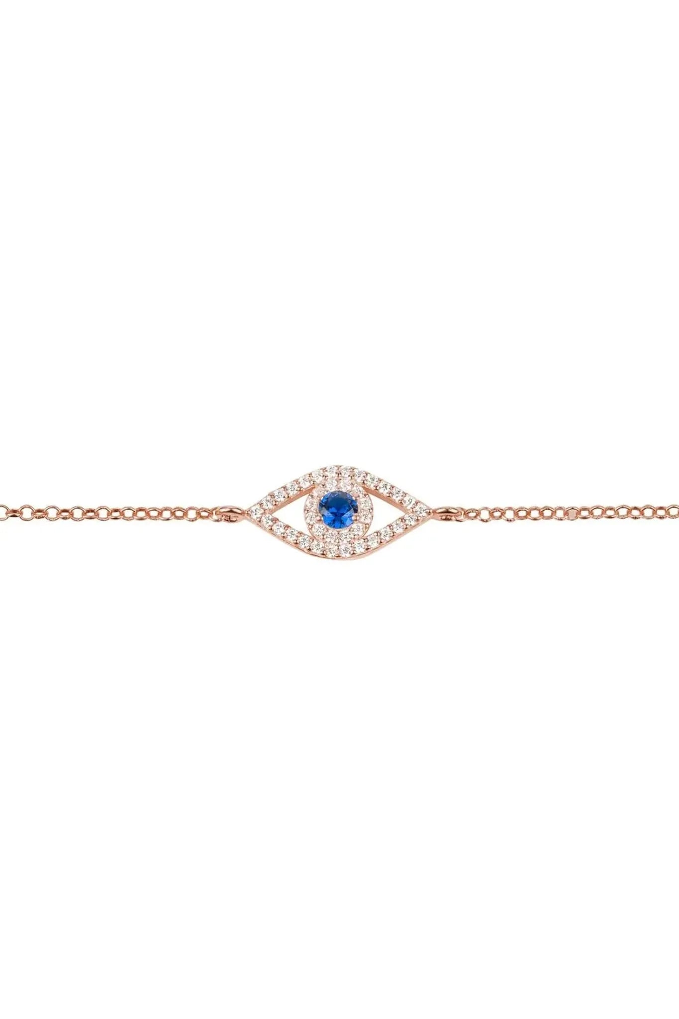 Evil Eye Elliptical Bracelet Blue Rosegold - LATELITA Bracelets