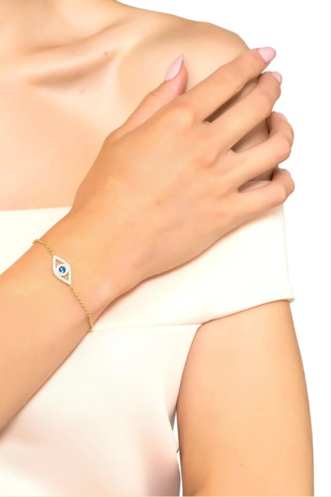 Evil Eye Elliptical Bracelet Blue Silver - LATELITA Bracelets