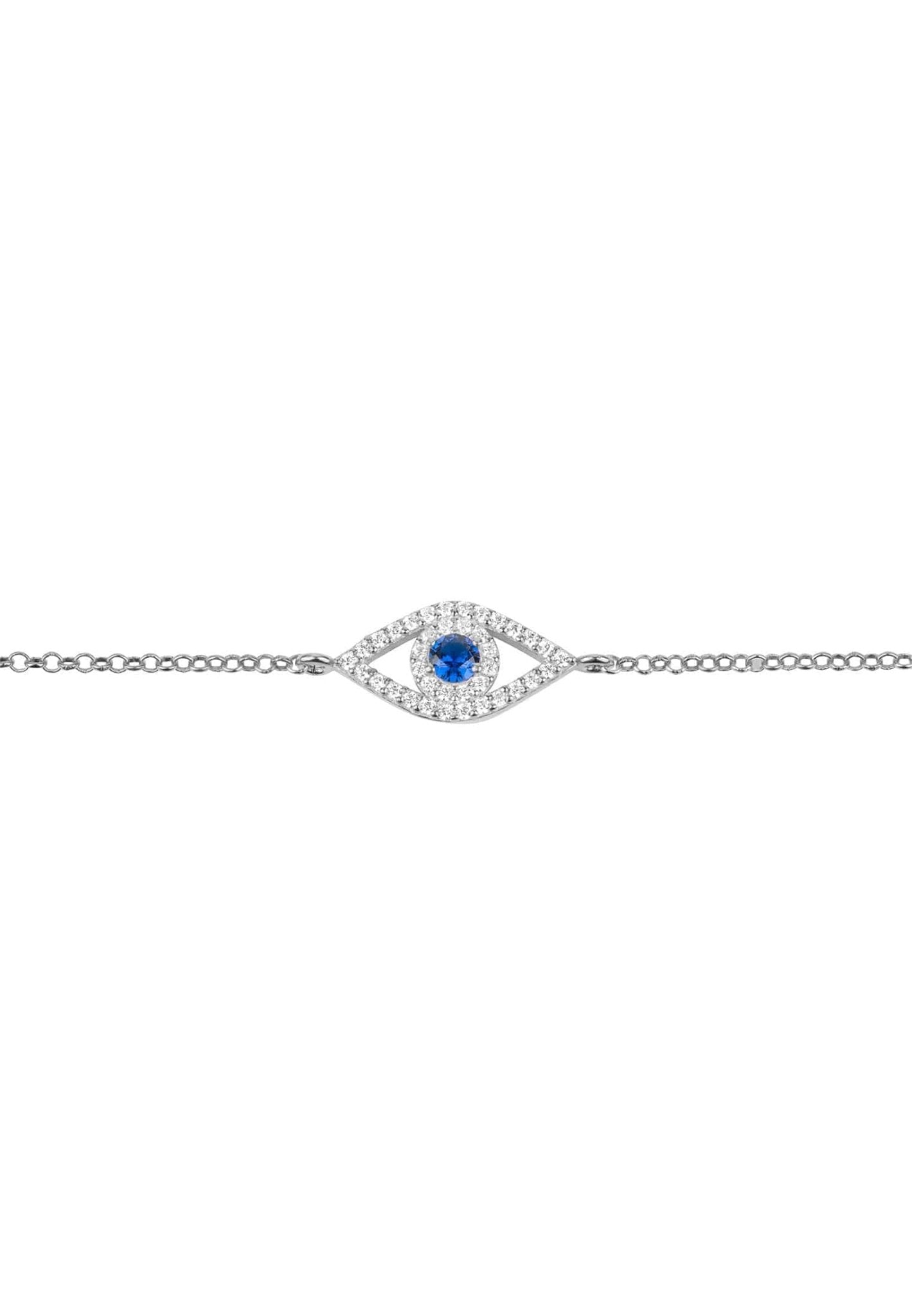 Evil Eye Elliptical Bracelet Blue Silver - LATELITA Bracelets