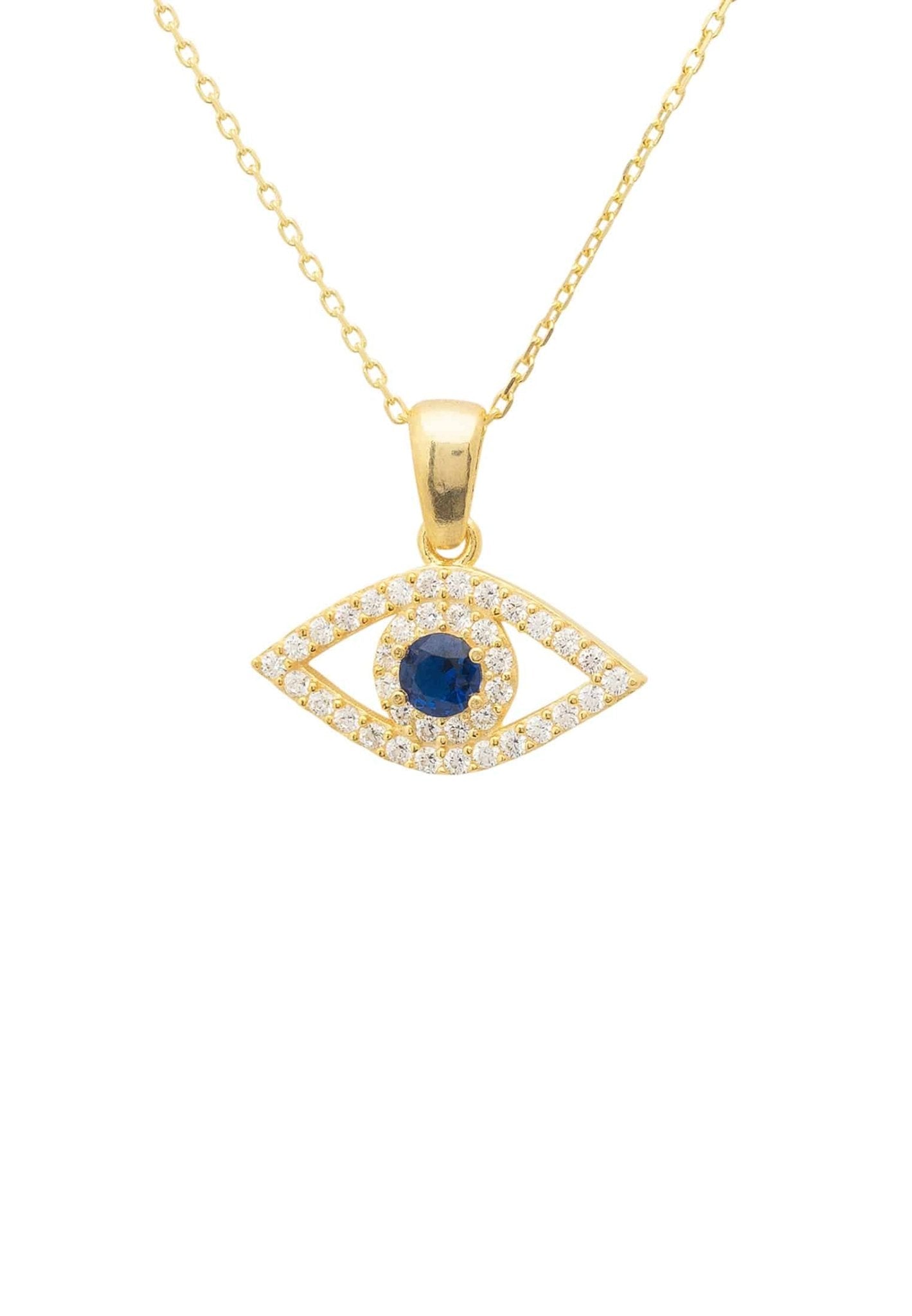 Evil Eye Elliptical Necklace Blue Gold - LATELITA Necklaces