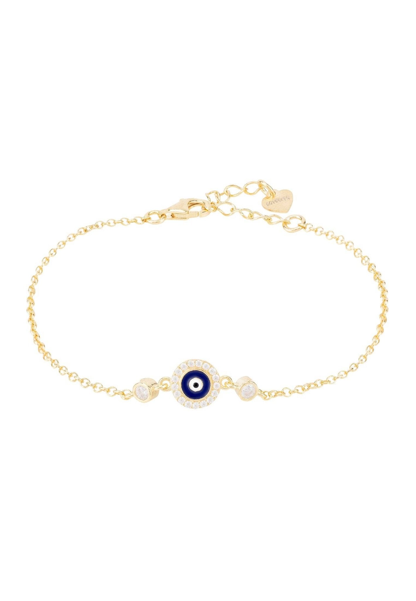 Evil Eye Enamel Dark Blue Bracelet Gold - LATELITA Bracelets