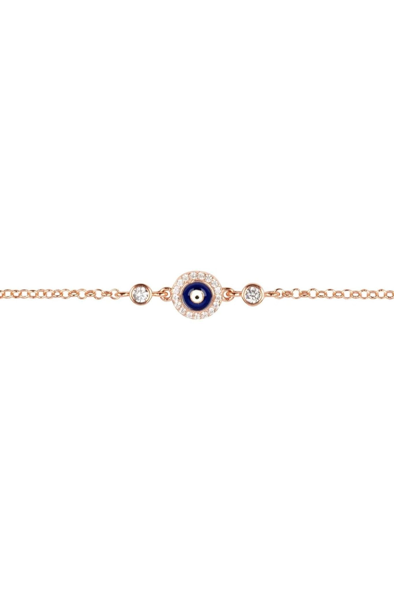 Evil Eye Enamel Dark Blue Bracelet Rosegold - LATELITA Bracelets