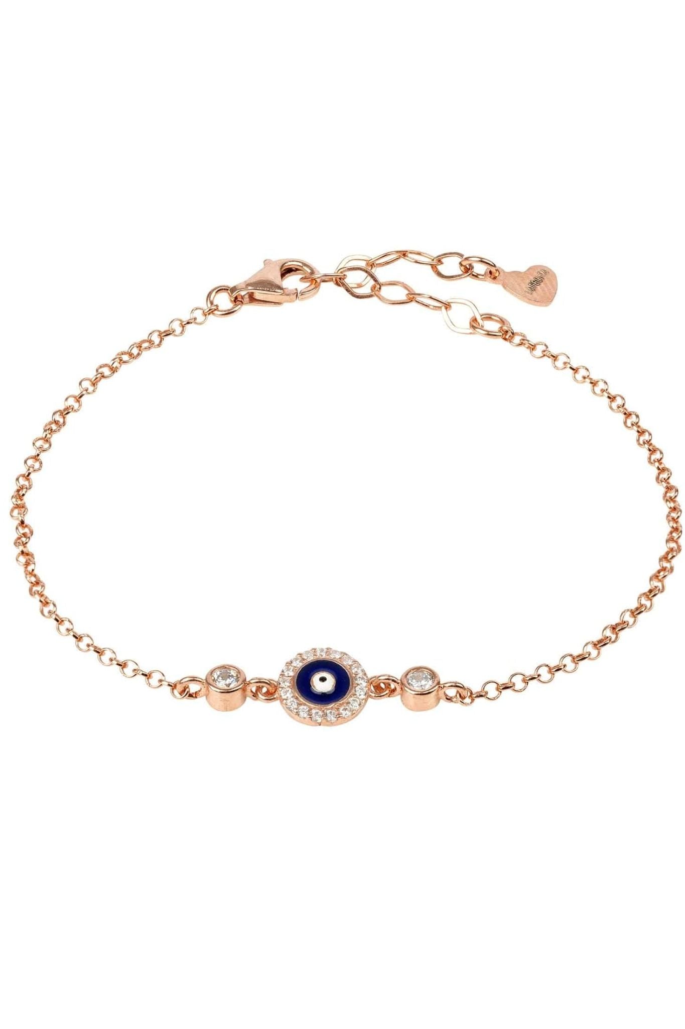 Evil Eye Enamel Dark Blue Bracelet Rosegold - LATELITA Bracelets