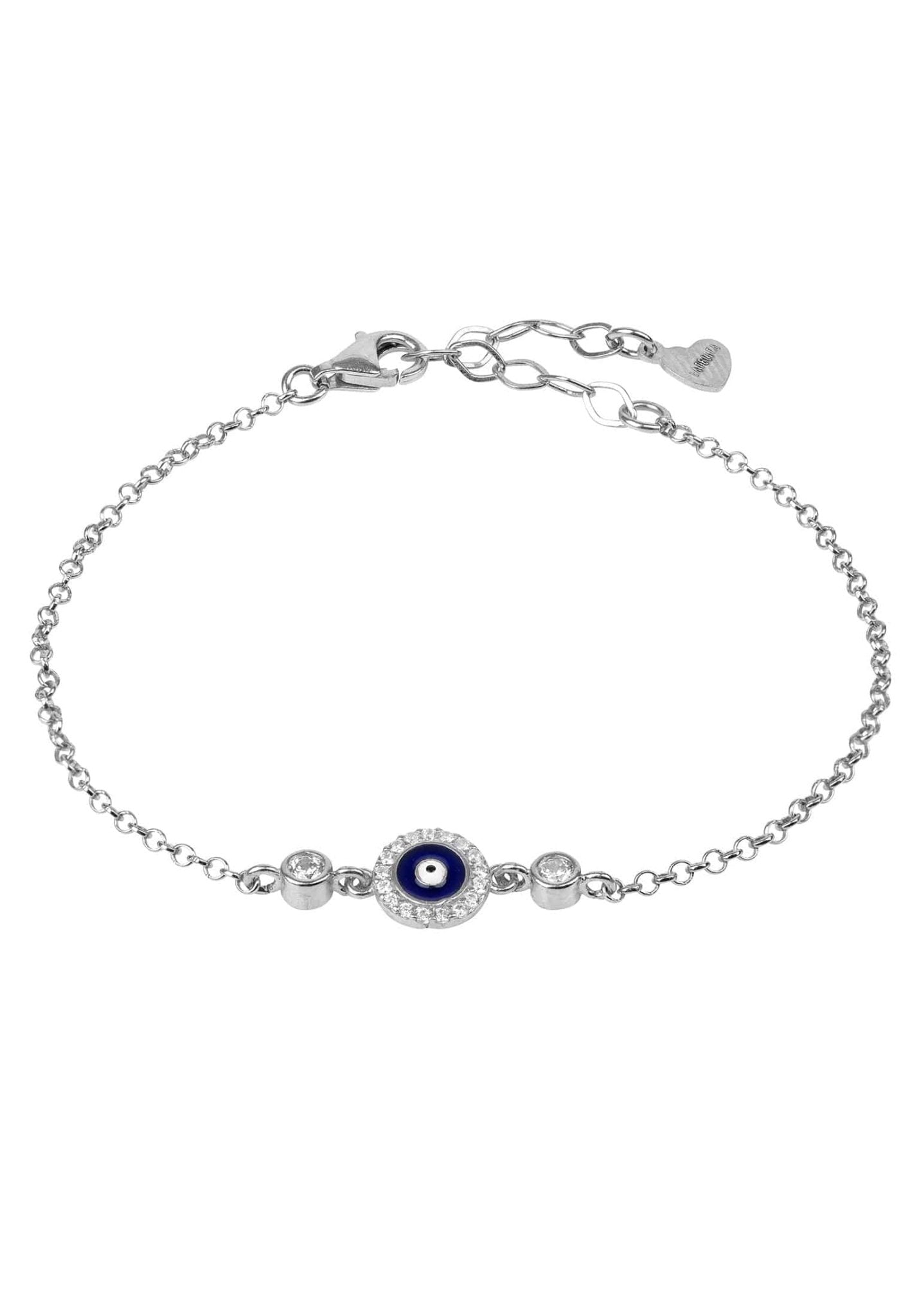 Evil Eye Enamel Dark Blue Bracelet Silver - LATELITA Bracelets
